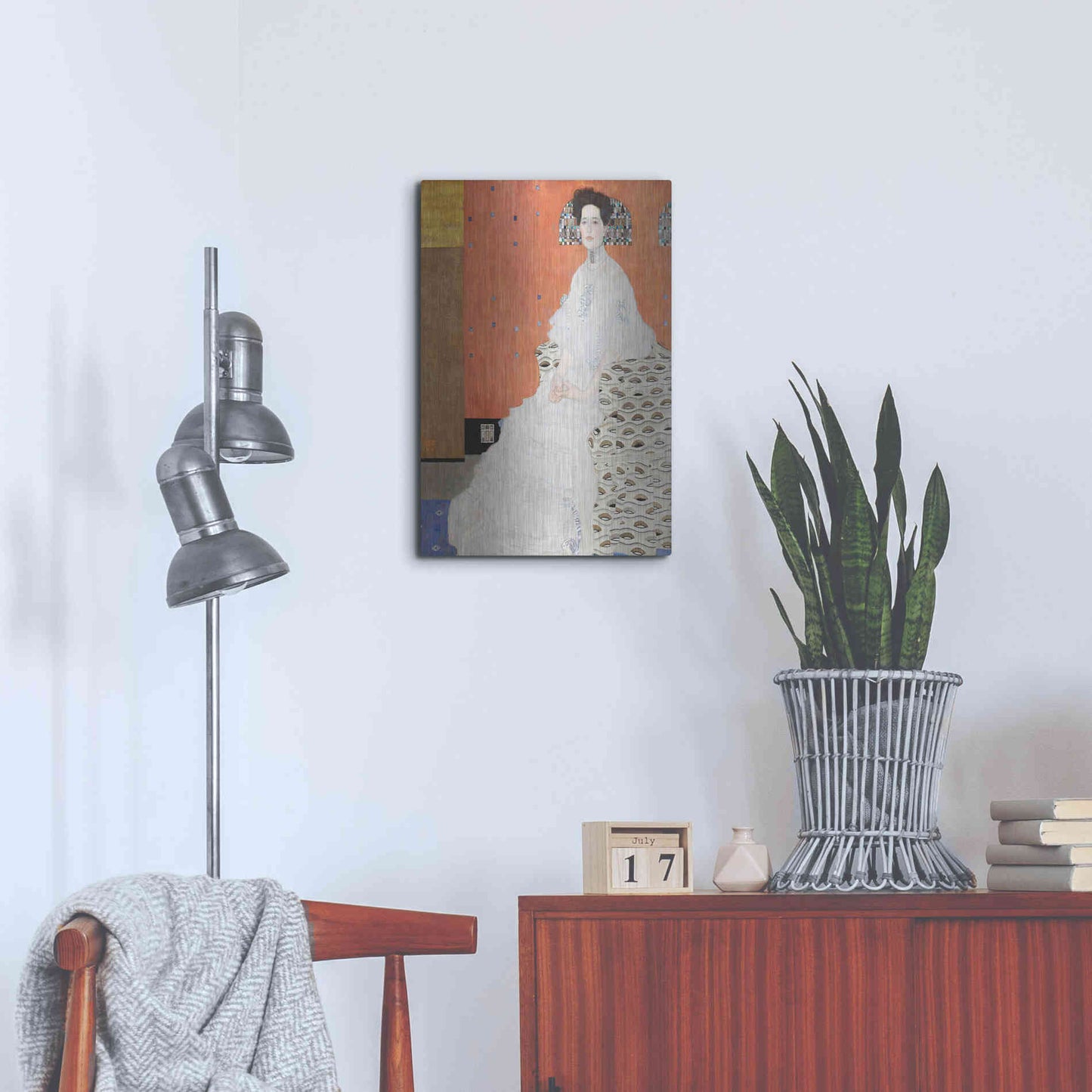 Luxe Metal Art 'Fritza Riedler' by Gustav Klimt, Metal Wall Art,16x24