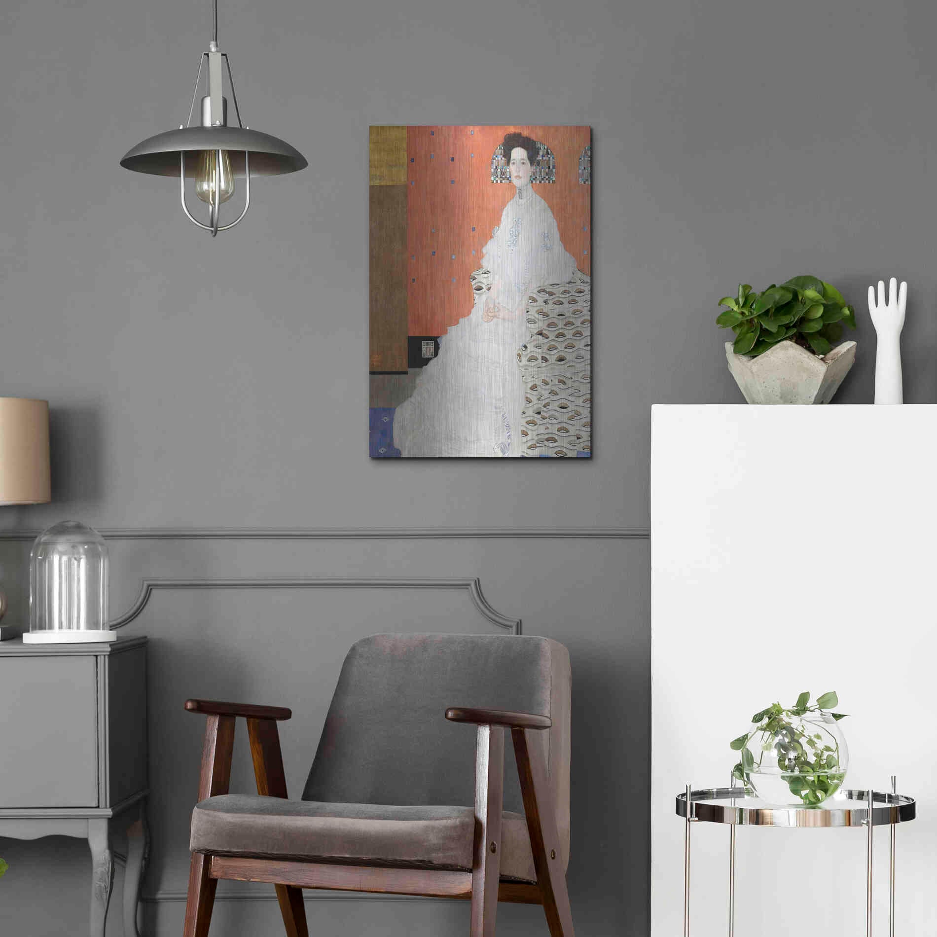 Luxe Metal Art 'Fritza Riedler' by Gustav Klimt, Metal Wall Art,16x24