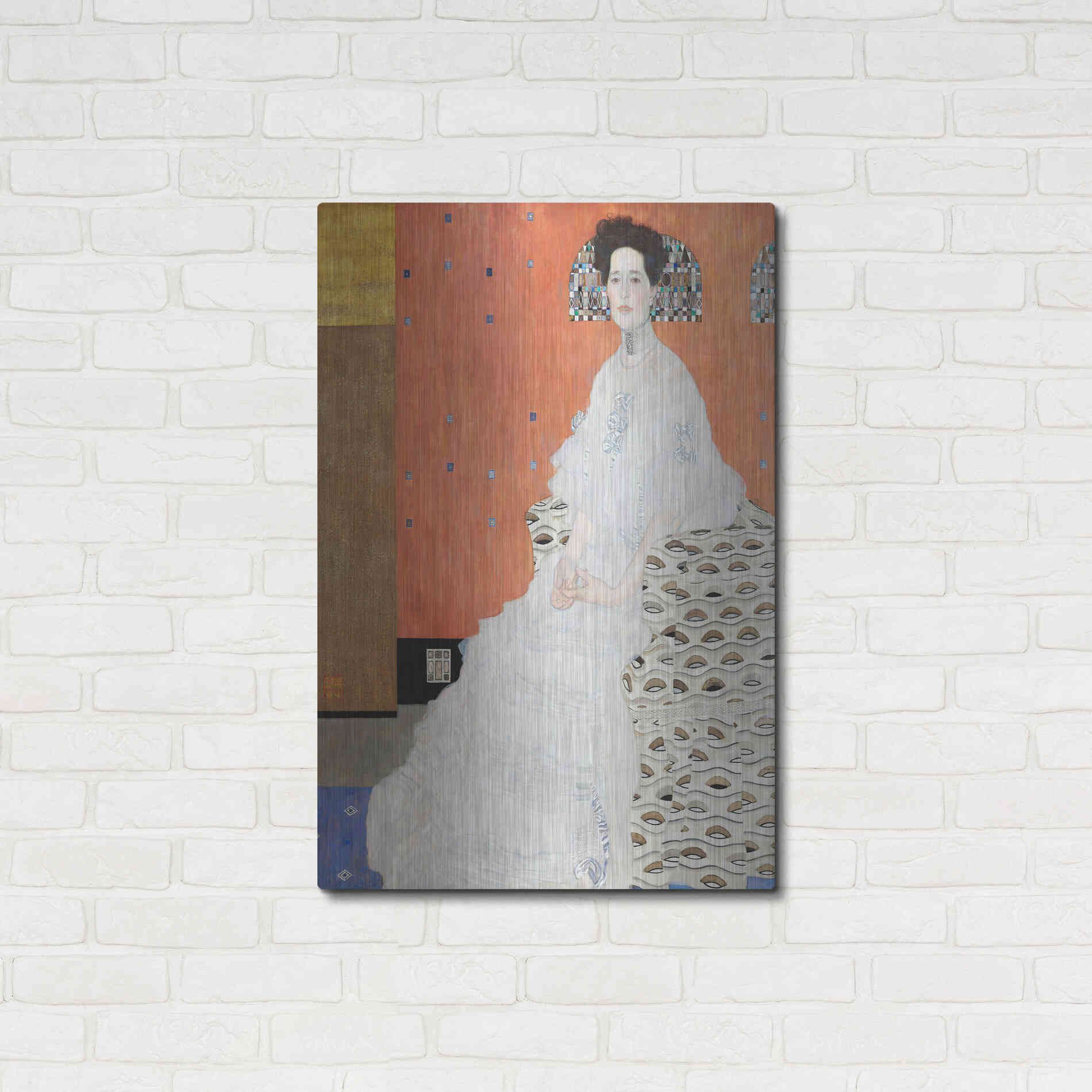 Luxe Metal Art 'Fritza Riedler' by Gustav Klimt, Metal Wall Art,24x36