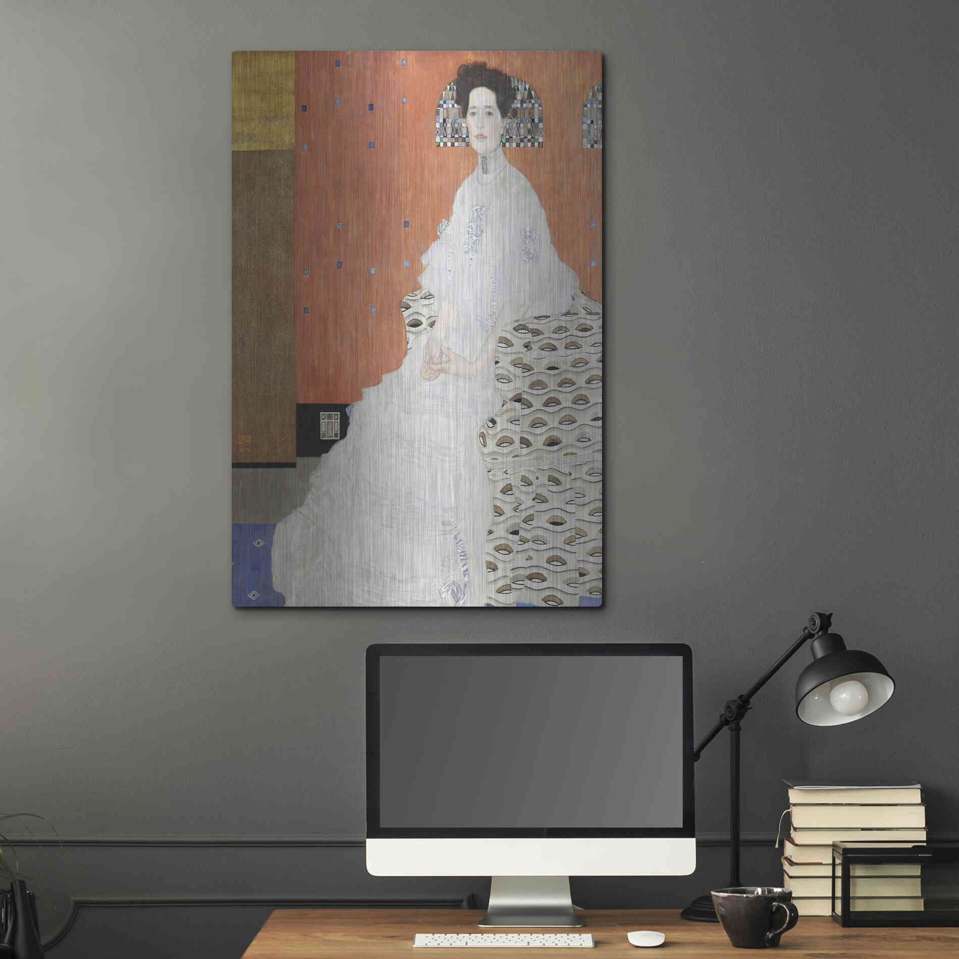 Luxe Metal Art 'Fritza Riedler' by Gustav Klimt, Metal Wall Art,24x36