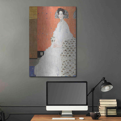 Luxe Metal Art 'Fritza Riedler' by Gustav Klimt, Metal Wall Art,24x36
