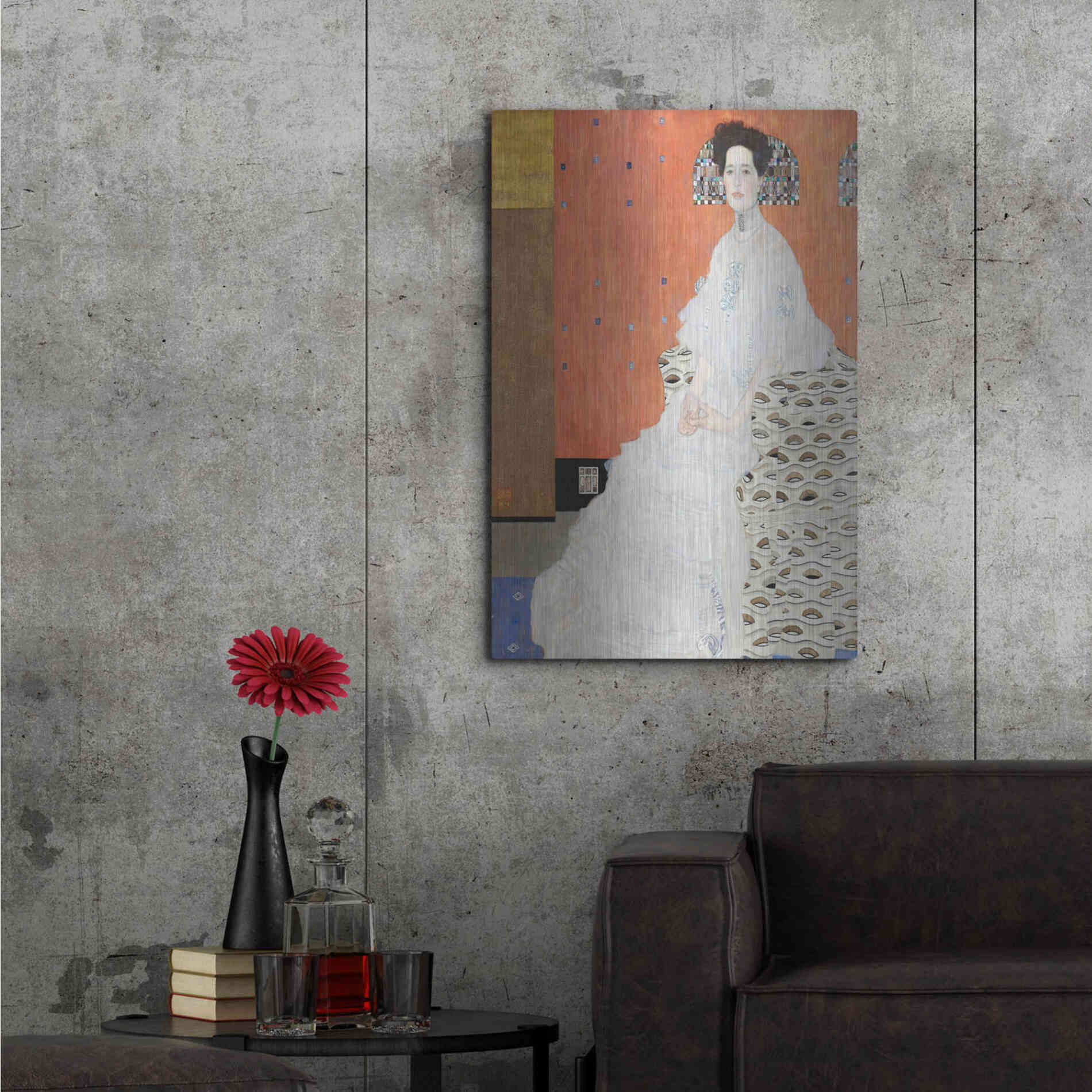 Luxe Metal Art 'Fritza Riedler' by Gustav Klimt, Metal Wall Art,24x36