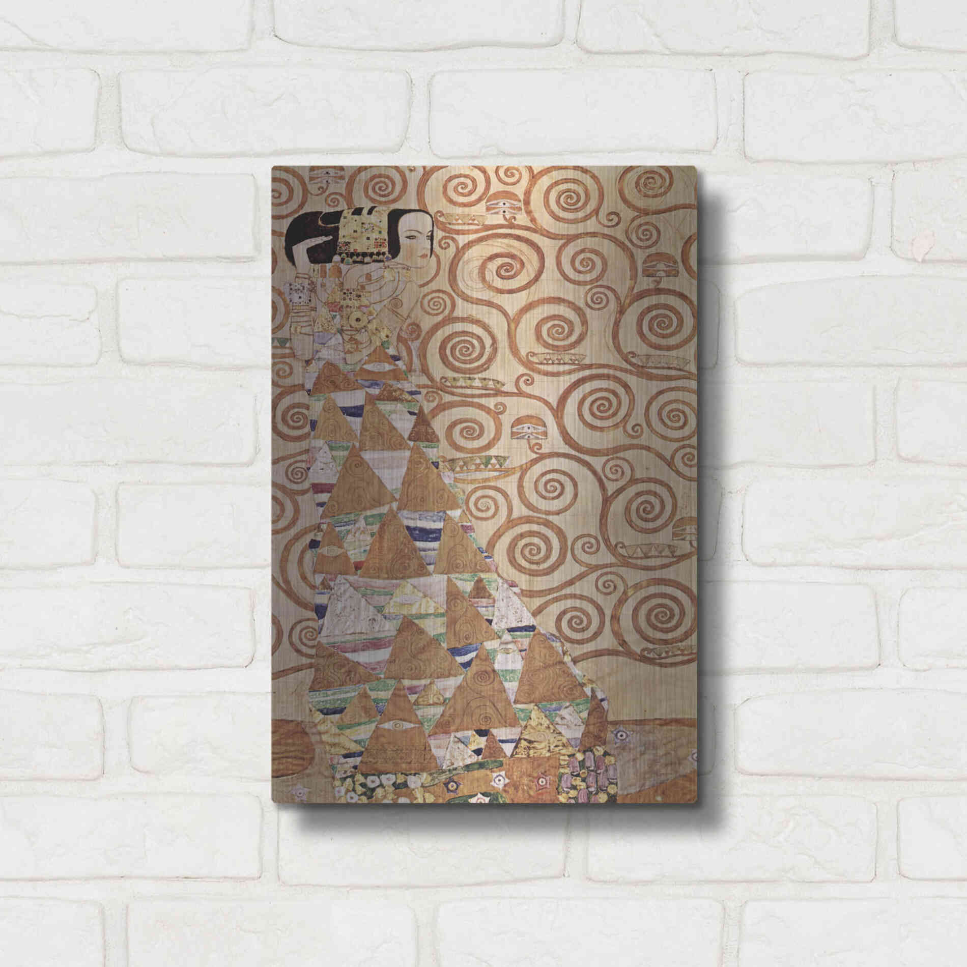 Luxe Metal Art 'Expectation' by Gustav Klimt, Metal Wall Art,12x16