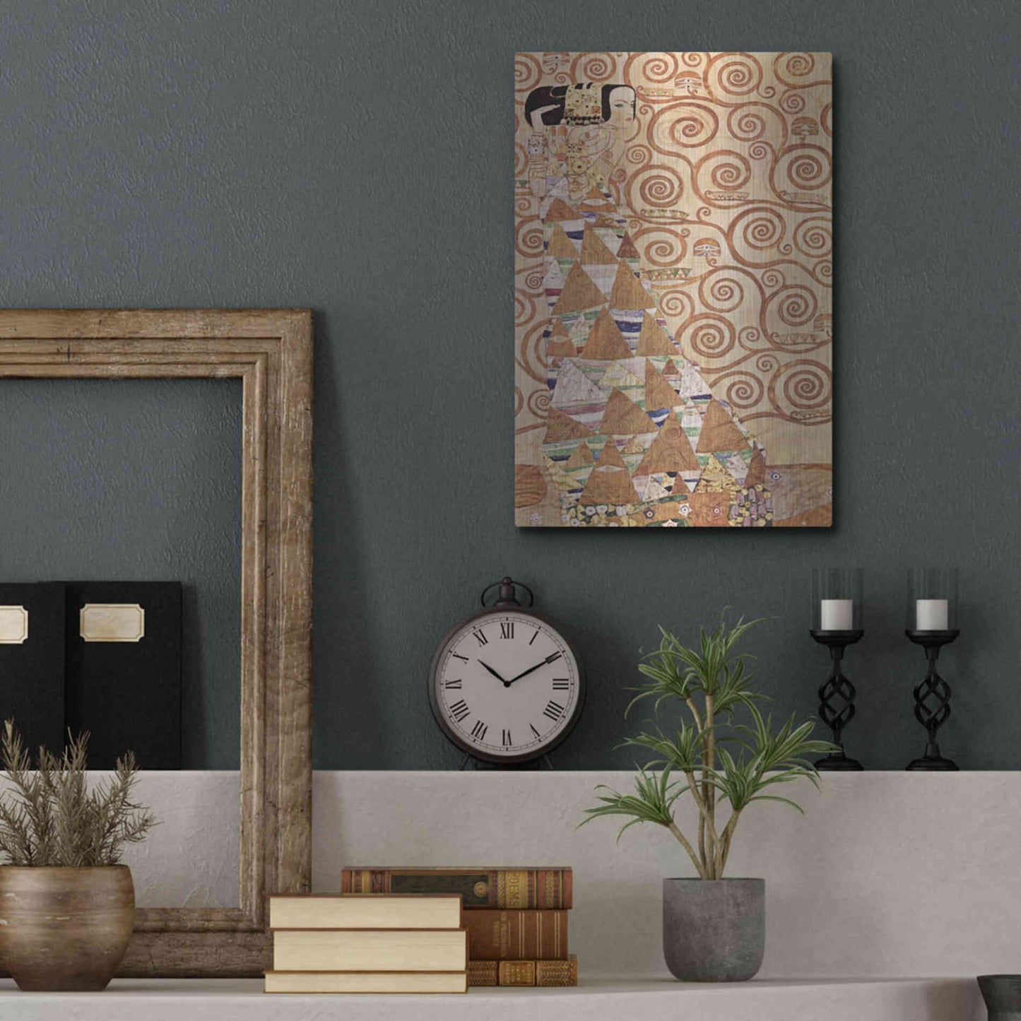 Luxe Metal Art 'Expectation' by Gustav Klimt, Metal Wall Art,12x16