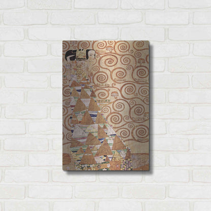 Luxe Metal Art 'Expectation' by Gustav Klimt, Metal Wall Art,16x24