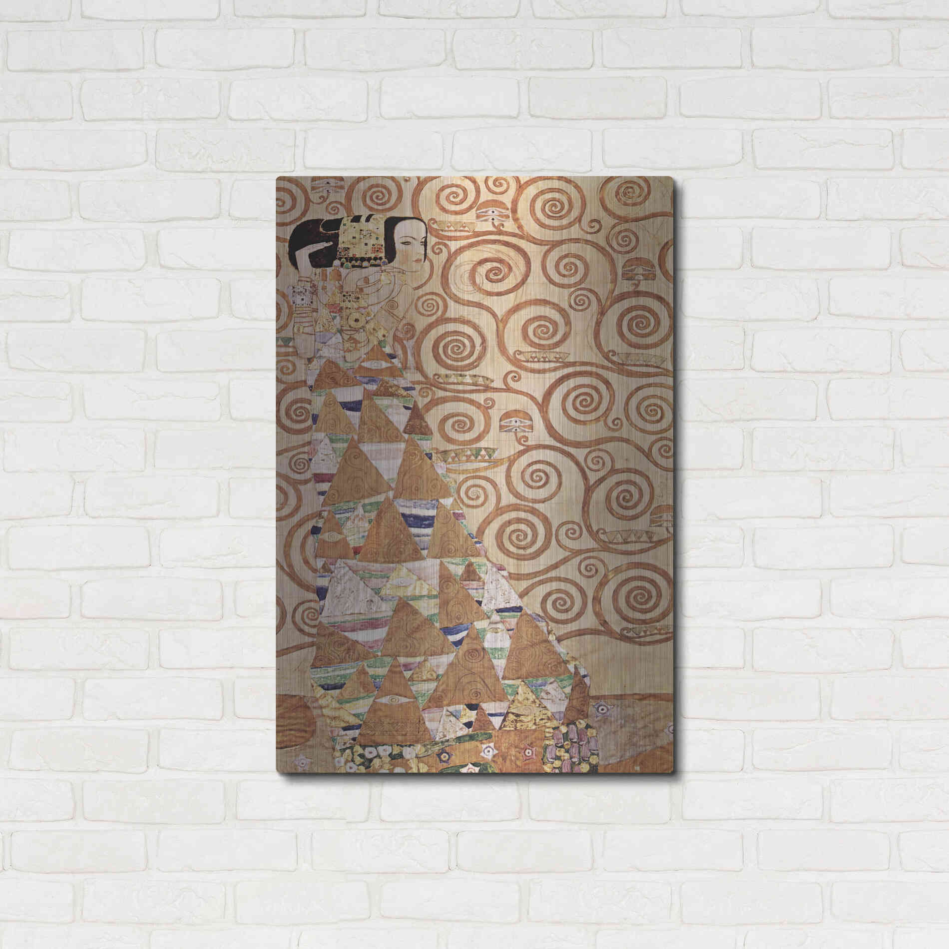 Luxe Metal Art 'Expectation' by Gustav Klimt, Metal Wall Art,24x36