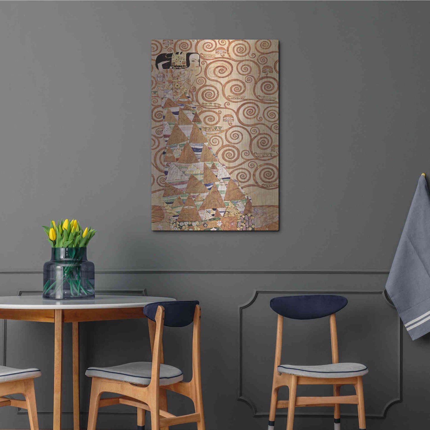 Luxe Metal Art 'Expectation' by Gustav Klimt, Metal Wall Art,24x36
