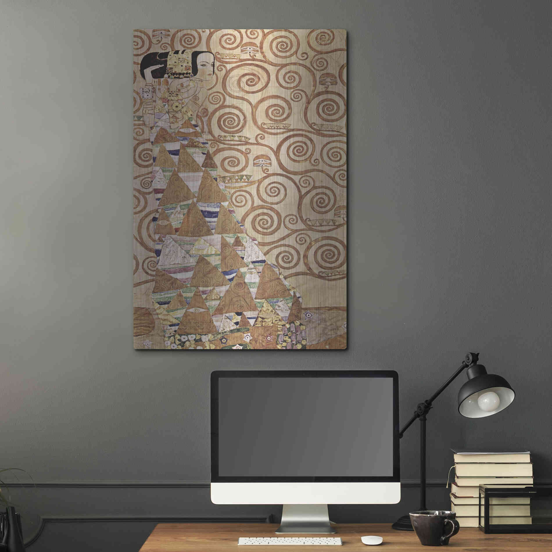 Luxe Metal Art 'Expectation' by Gustav Klimt, Metal Wall Art,24x36