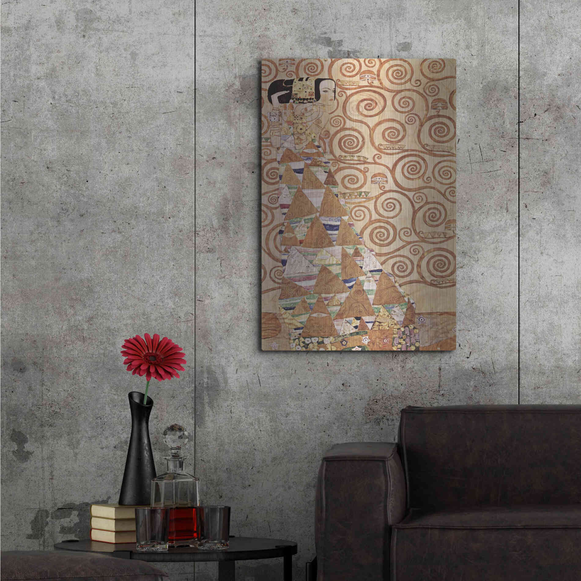 Luxe Metal Art 'Expectation' by Gustav Klimt, Metal Wall Art,24x36