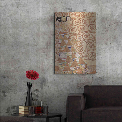Luxe Metal Art 'Expectation' by Gustav Klimt, Metal Wall Art,24x36
