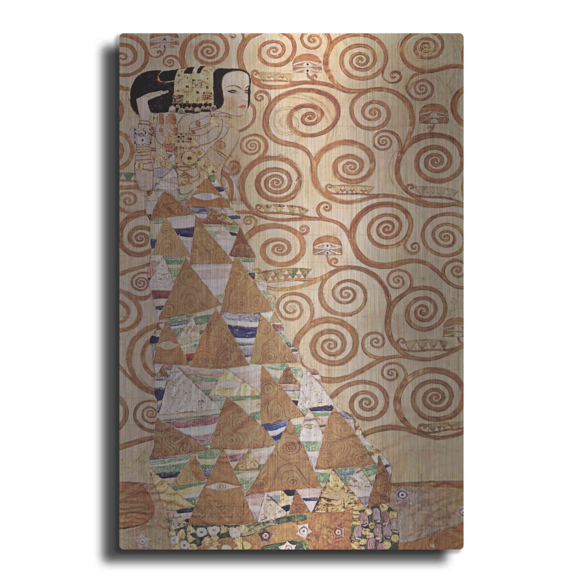 Luxe Metal Art 'Expectation' by Gustav Klimt, Metal Wall Art