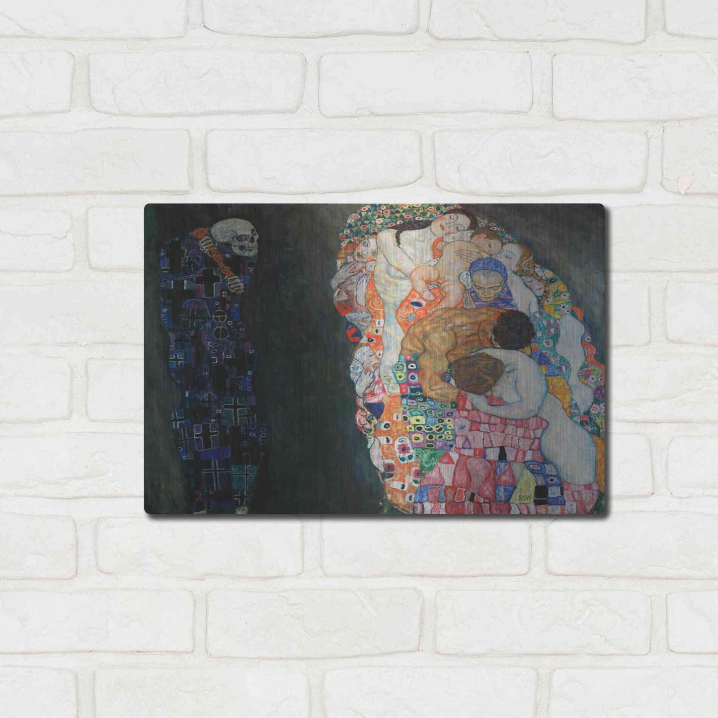 Luxe Metal Art 'Death and Life' by Gustav Klimt, Metal Wall Art,16x12