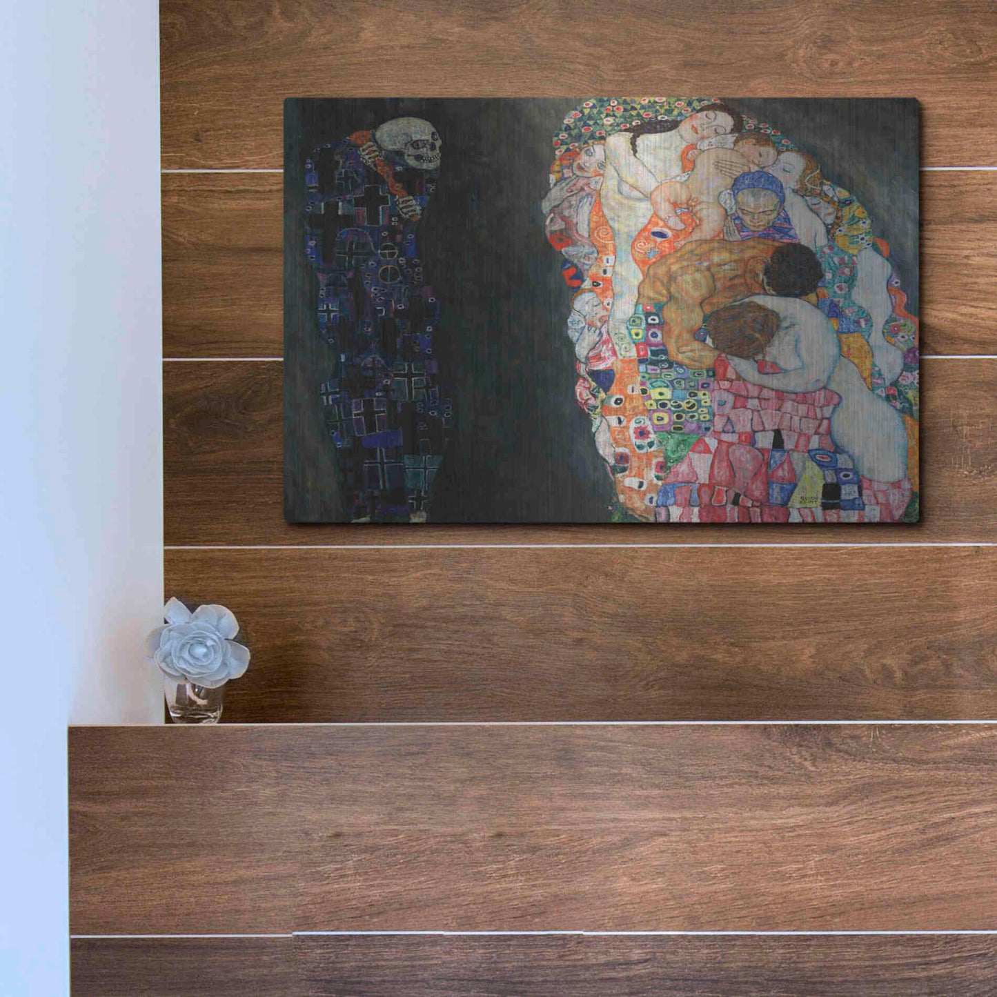 Luxe Metal Art 'Death and Life' by Gustav Klimt, Metal Wall Art,16x12