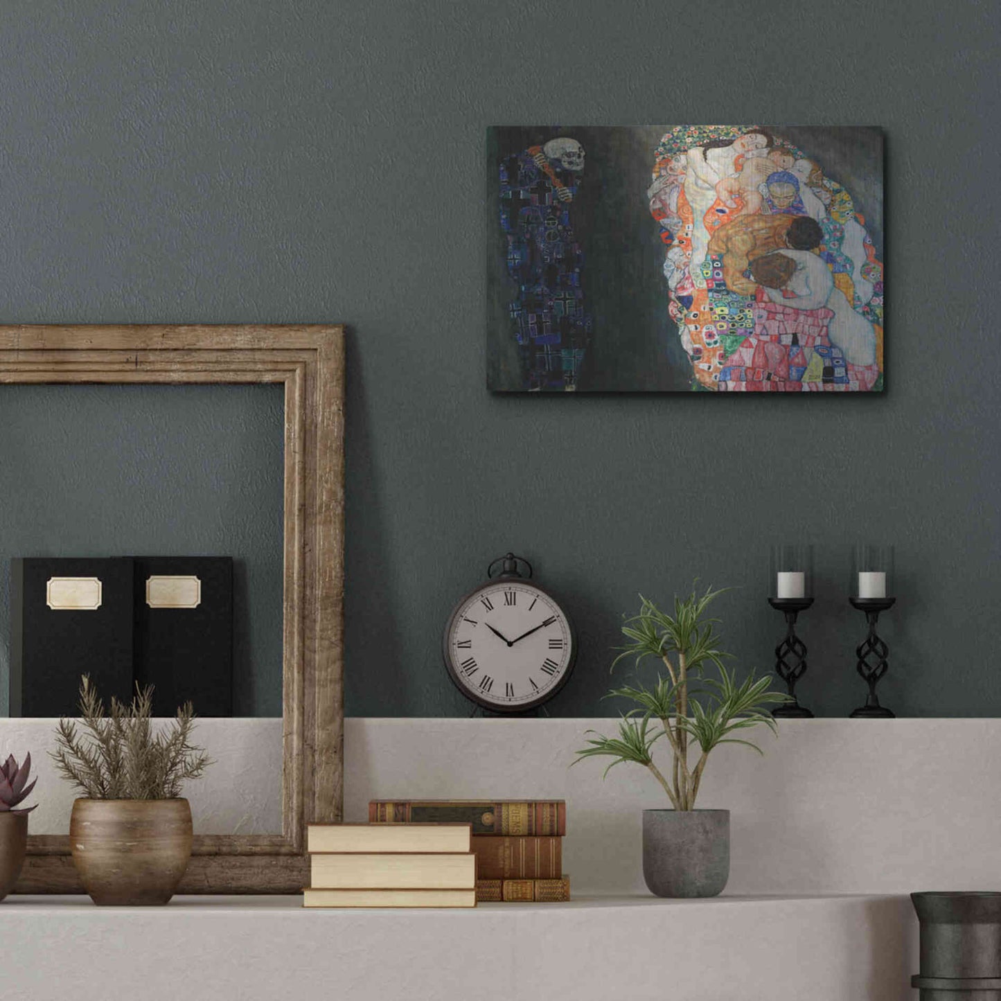 Luxe Metal Art 'Death and Life' by Gustav Klimt, Metal Wall Art,16x12