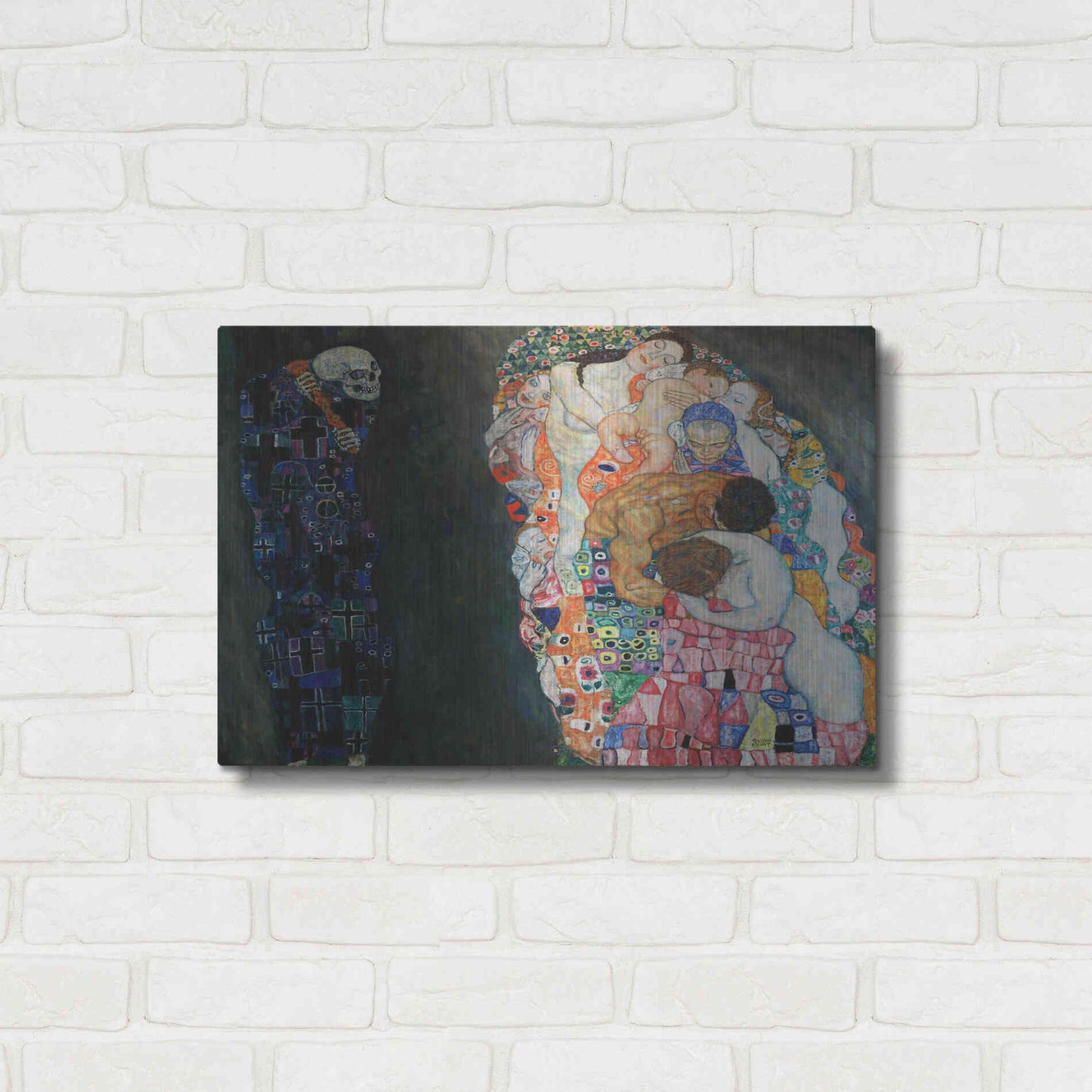 Luxe Metal Art 'Death and Life' by Gustav Klimt, Metal Wall Art,24x16