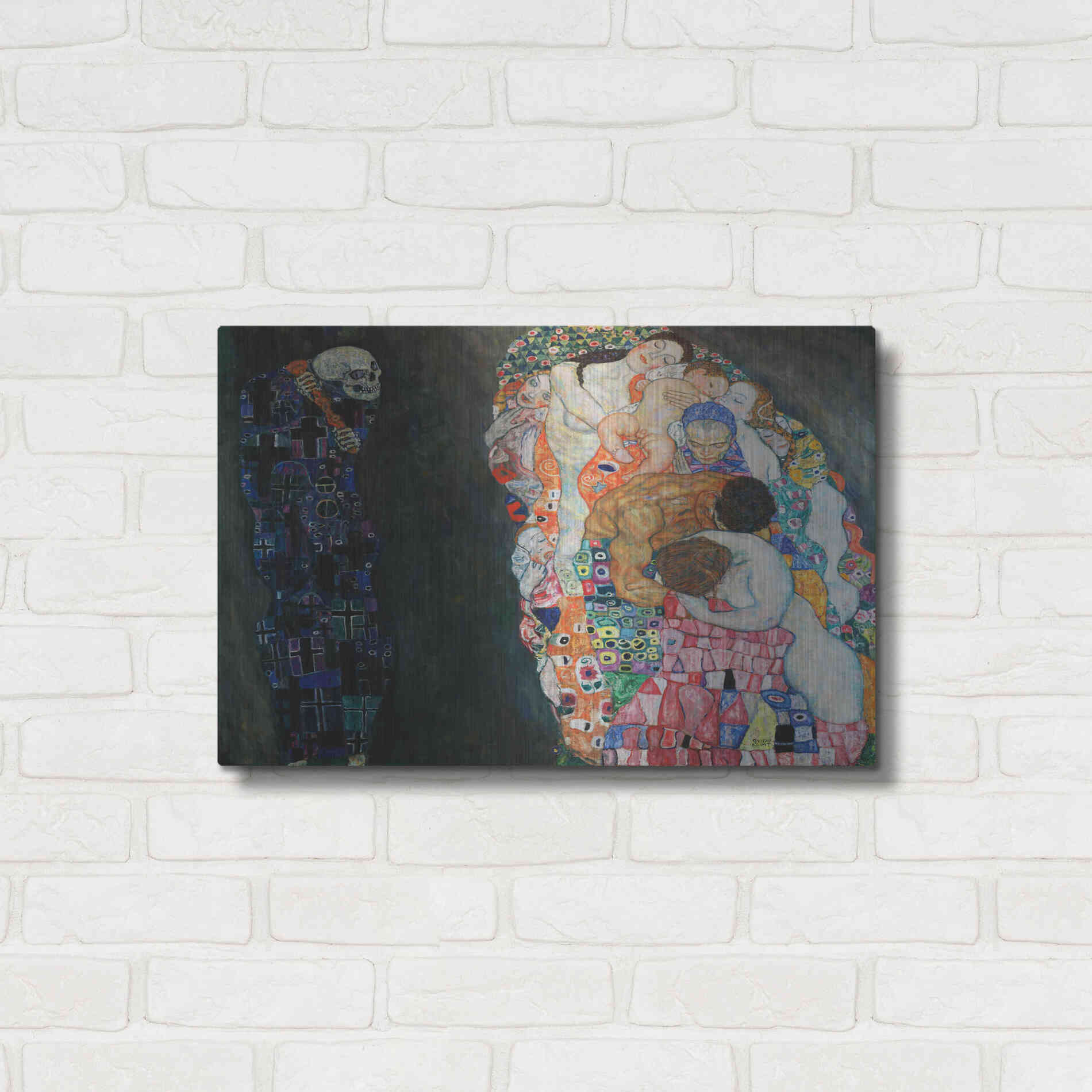 Luxe Metal Art 'Death and Life' by Gustav Klimt, Metal Wall Art,24x16