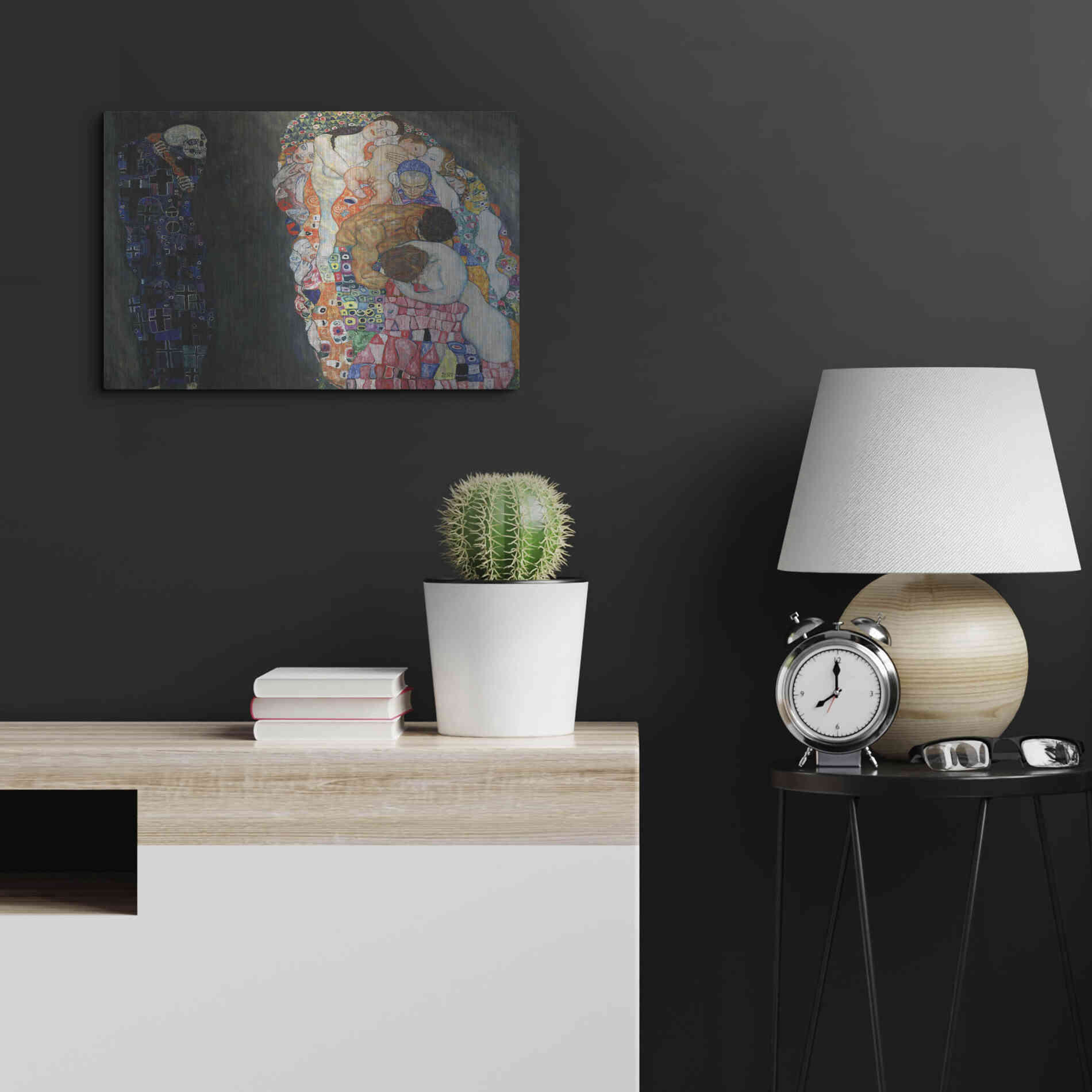 Luxe Metal Art 'Death and Life' by Gustav Klimt, Metal Wall Art,24x16