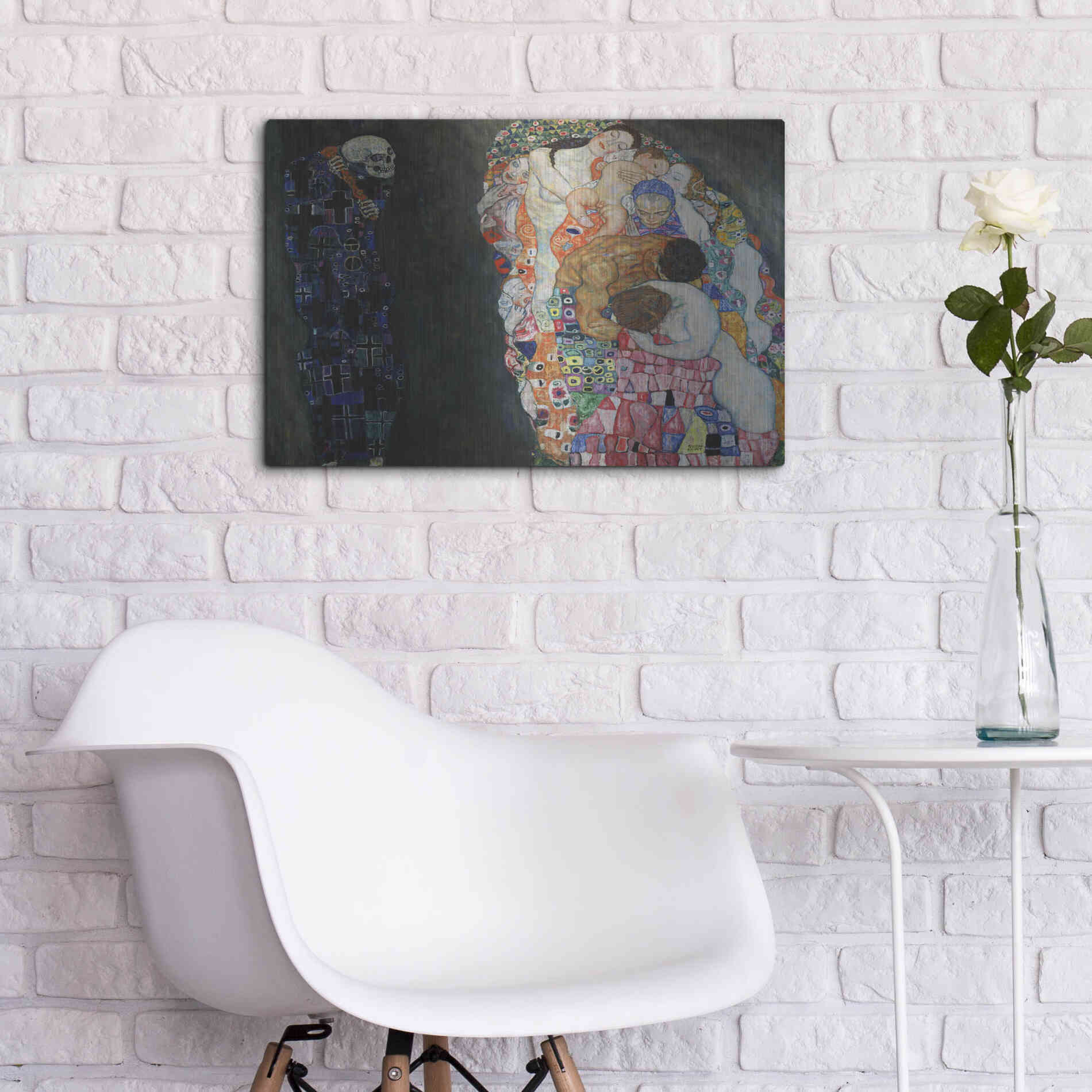 Luxe Metal Art 'Death and Life' by Gustav Klimt, Metal Wall Art,24x16