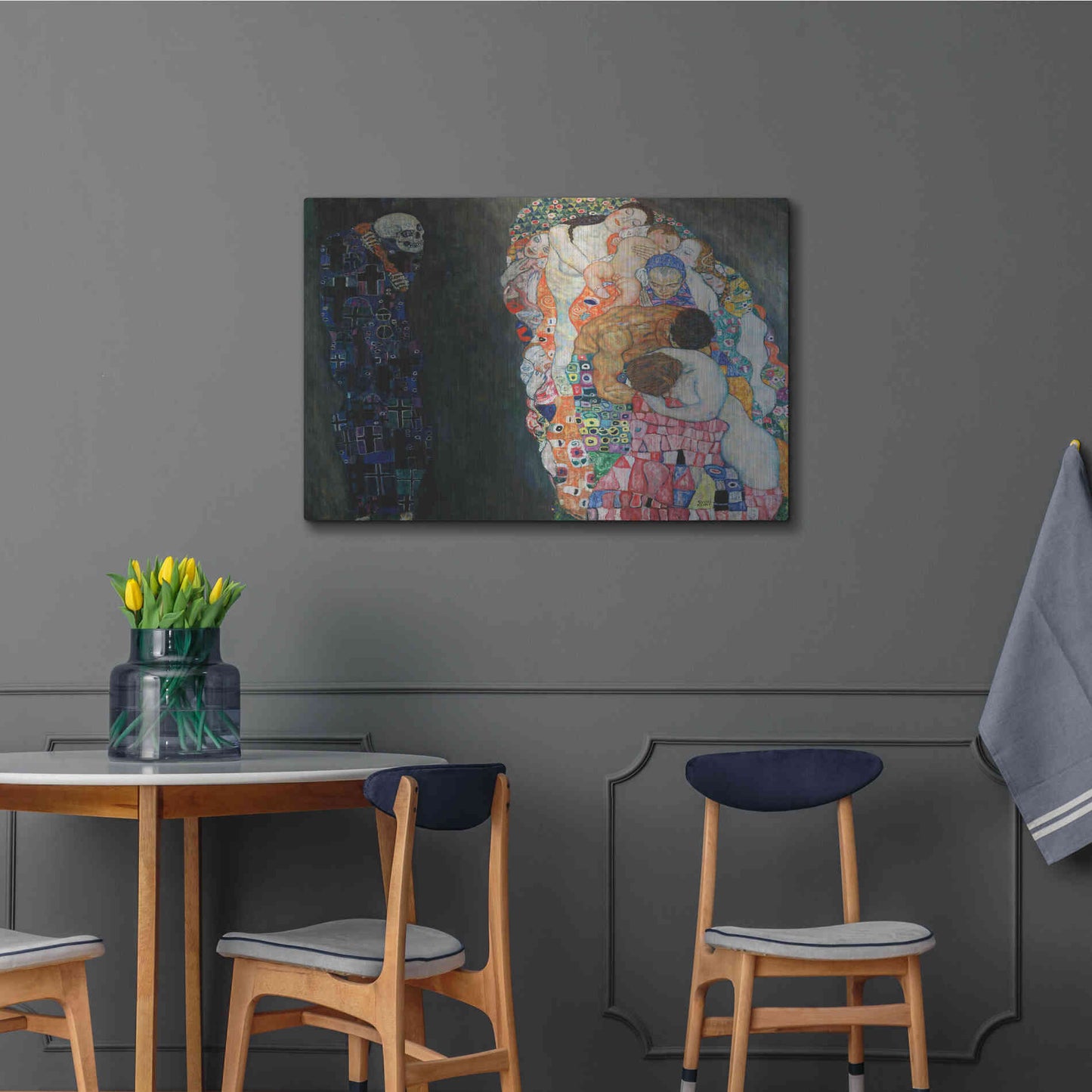 Luxe Metal Art 'Death and Life' by Gustav Klimt, Metal Wall Art,36x24