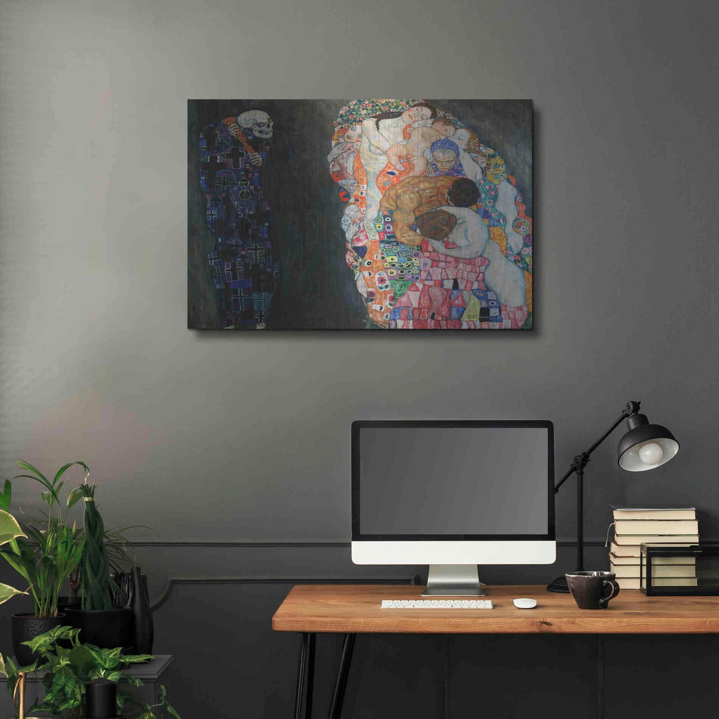 Luxe Metal Art 'Death and Life' by Gustav Klimt, Metal Wall Art,36x24