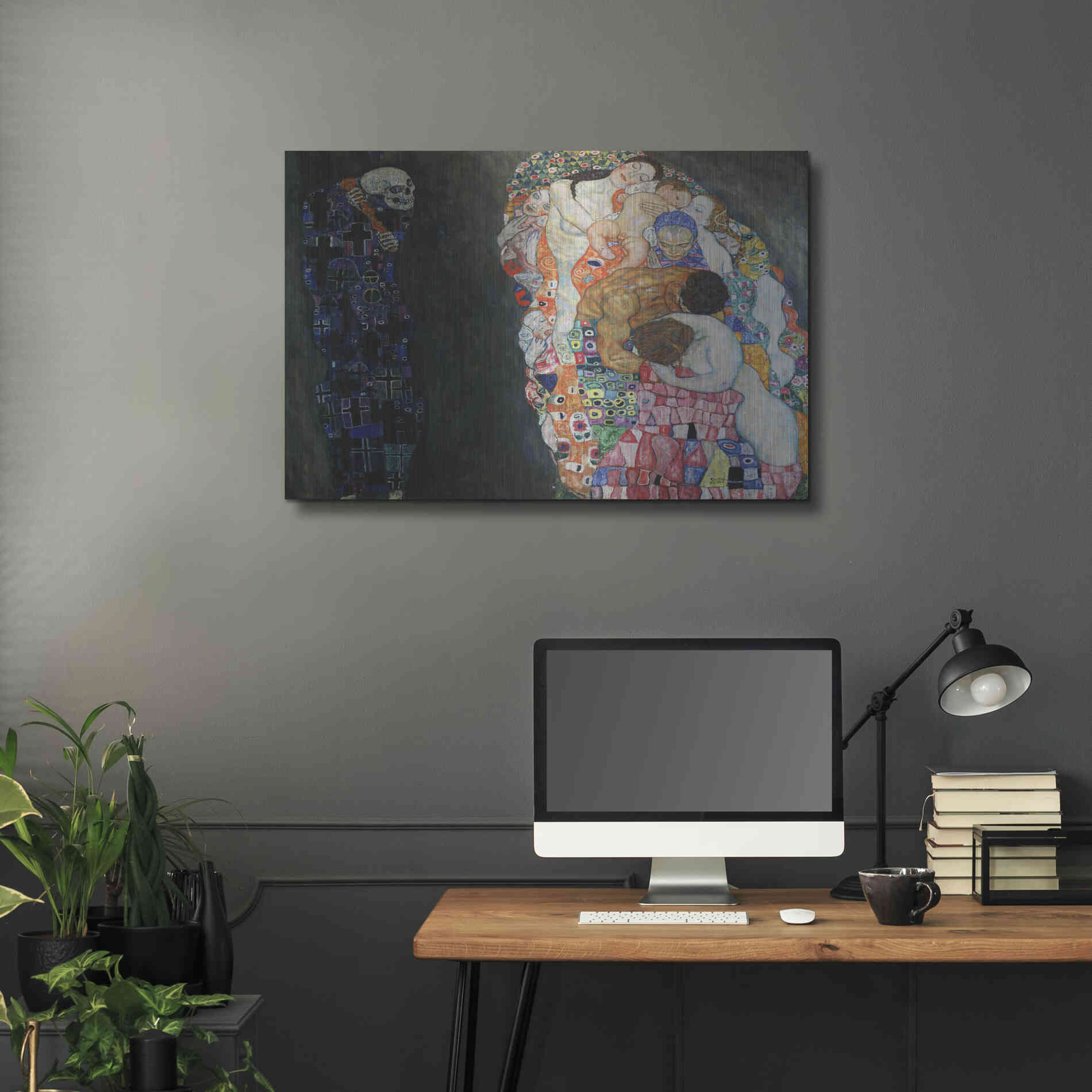 Luxe Metal Art 'Death and Life' by Gustav Klimt, Metal Wall Art,36x24