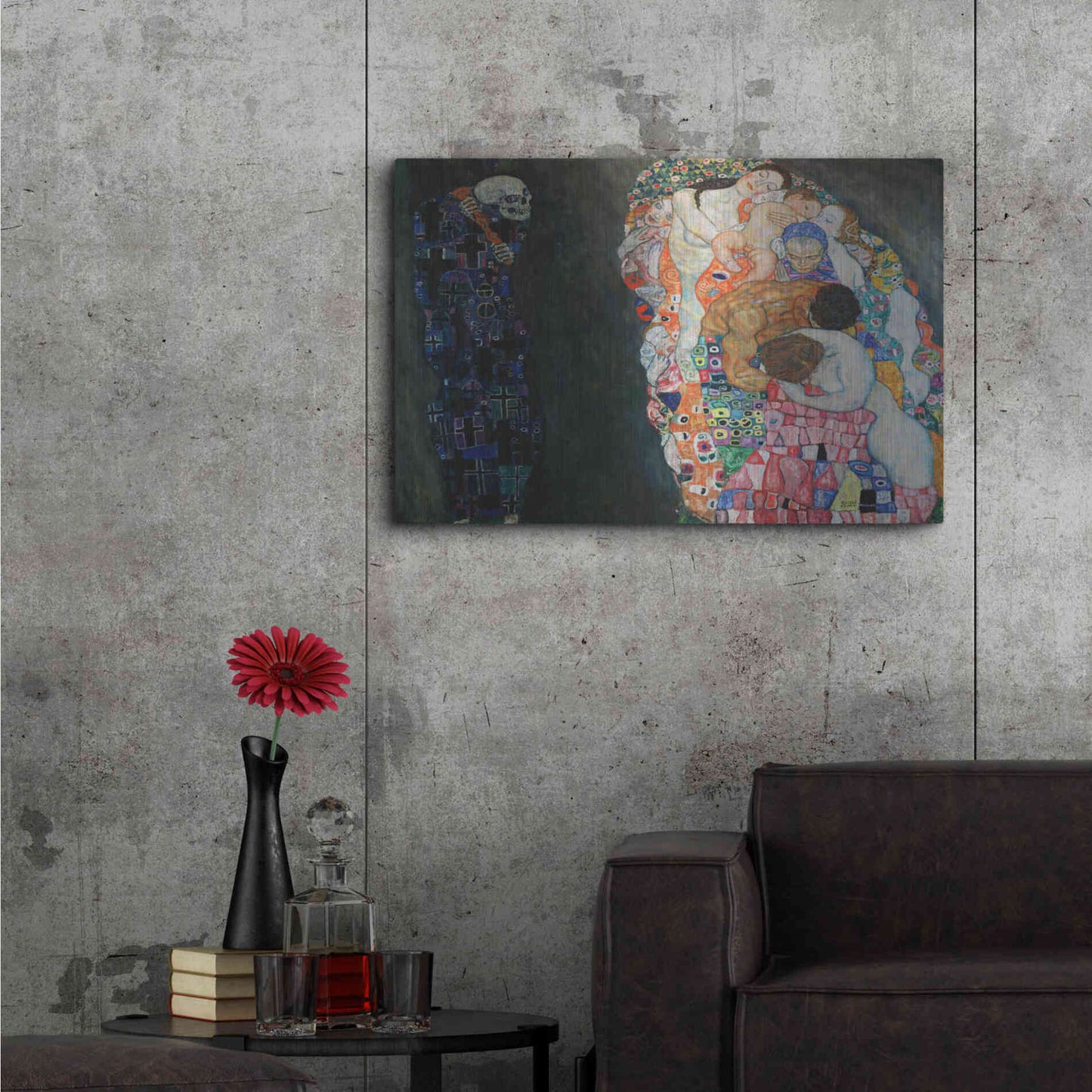 Luxe Metal Art 'Death and Life' by Gustav Klimt, Metal Wall Art,36x24