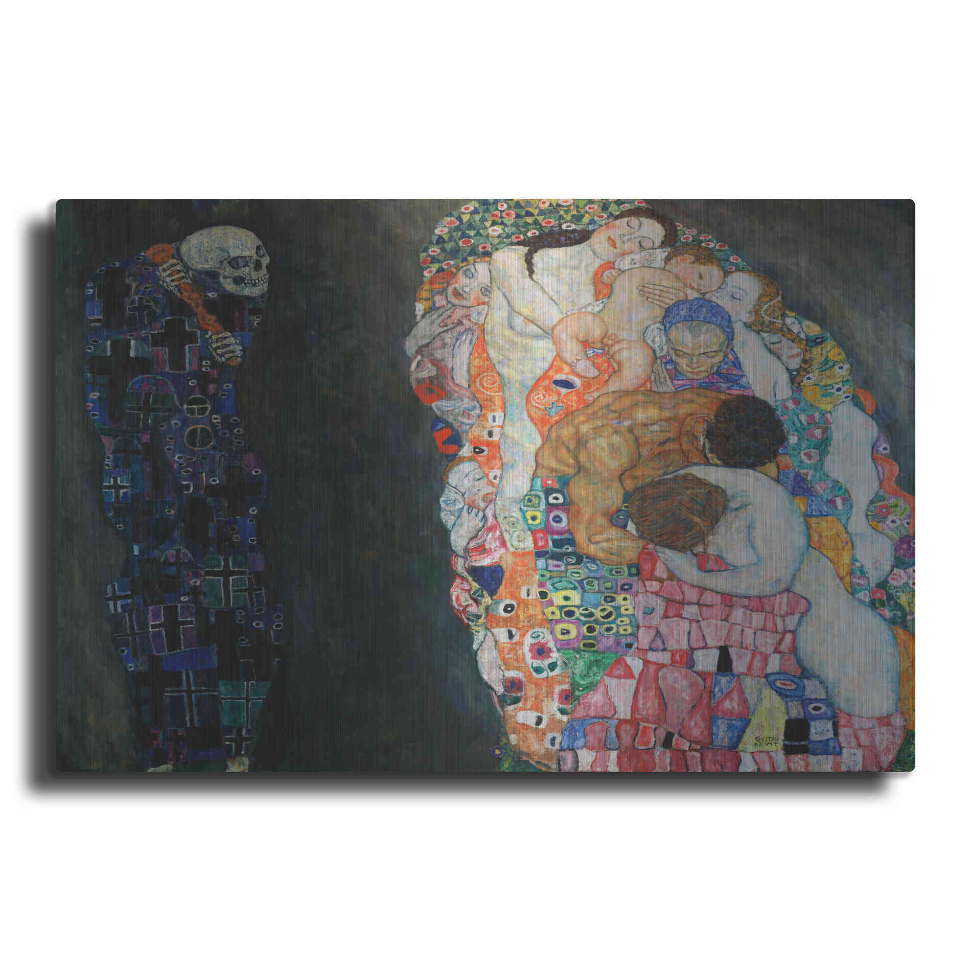 Luxe Metal Art 'Death and Life' by Gustav Klimt, Metal Wall Art