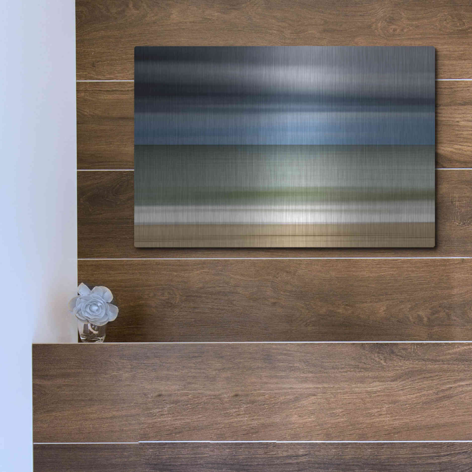 Luxe Metal Art 'Ocean Storm' by Katherine Gendreau, Metal Wall Art,16x12