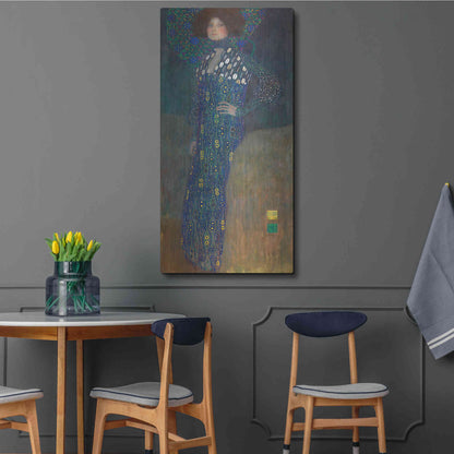Luxe Metal Art 'Bildnis Emilie Floge' by Gustav Klimt, Metal Wall Art,24x48
