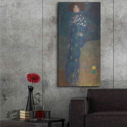 Luxe Metal Art 'Bildnis Emilie Floge' by Gustav Klimt, Metal Wall Art,24x48