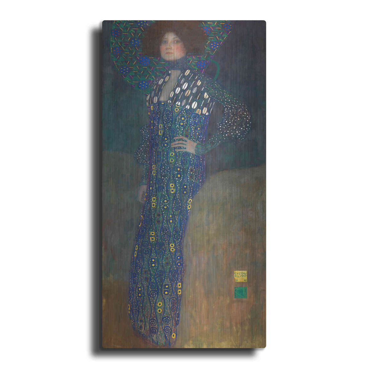 Luxe Metal Art 'Bildnis Emilie Floge' by Gustav Klimt, Metal Wall Art