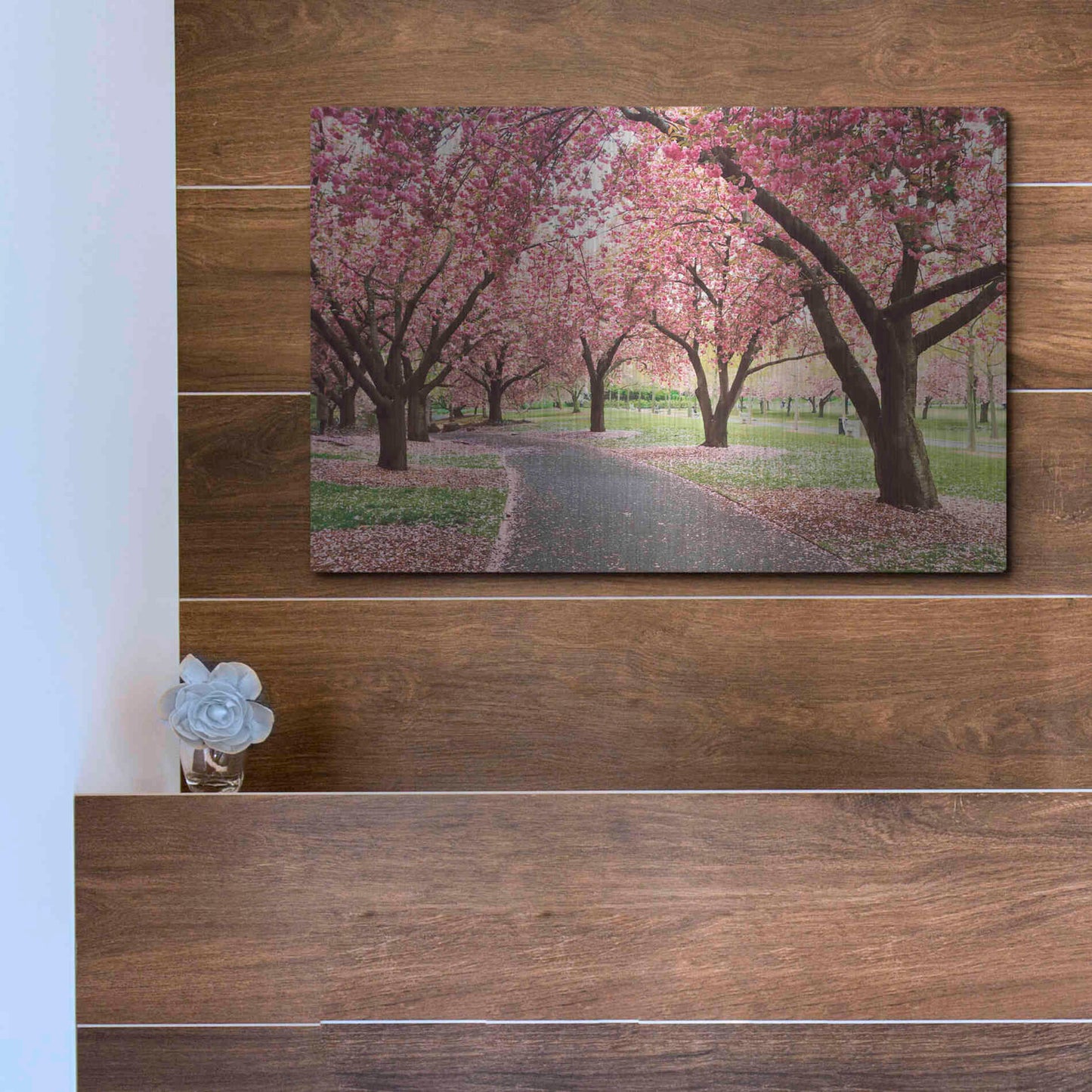 Luxe Metal Art 'Cherry Parade' by Katherine Gendreau, Metal Wall Art,16x12