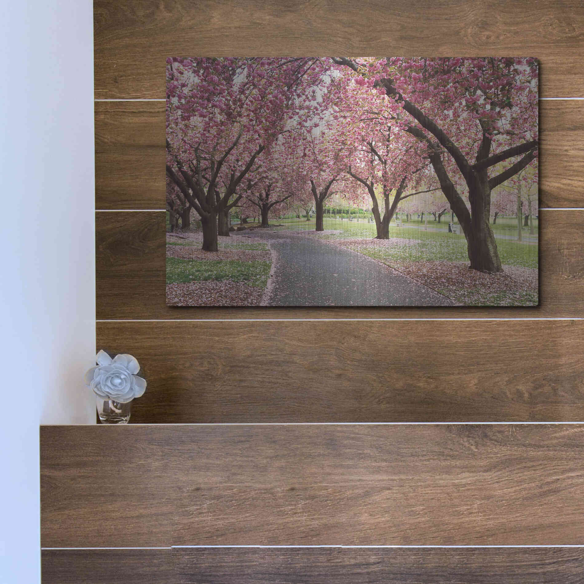 Luxe Metal Art 'Cherry Parade' by Katherine Gendreau, Metal Wall Art,16x12