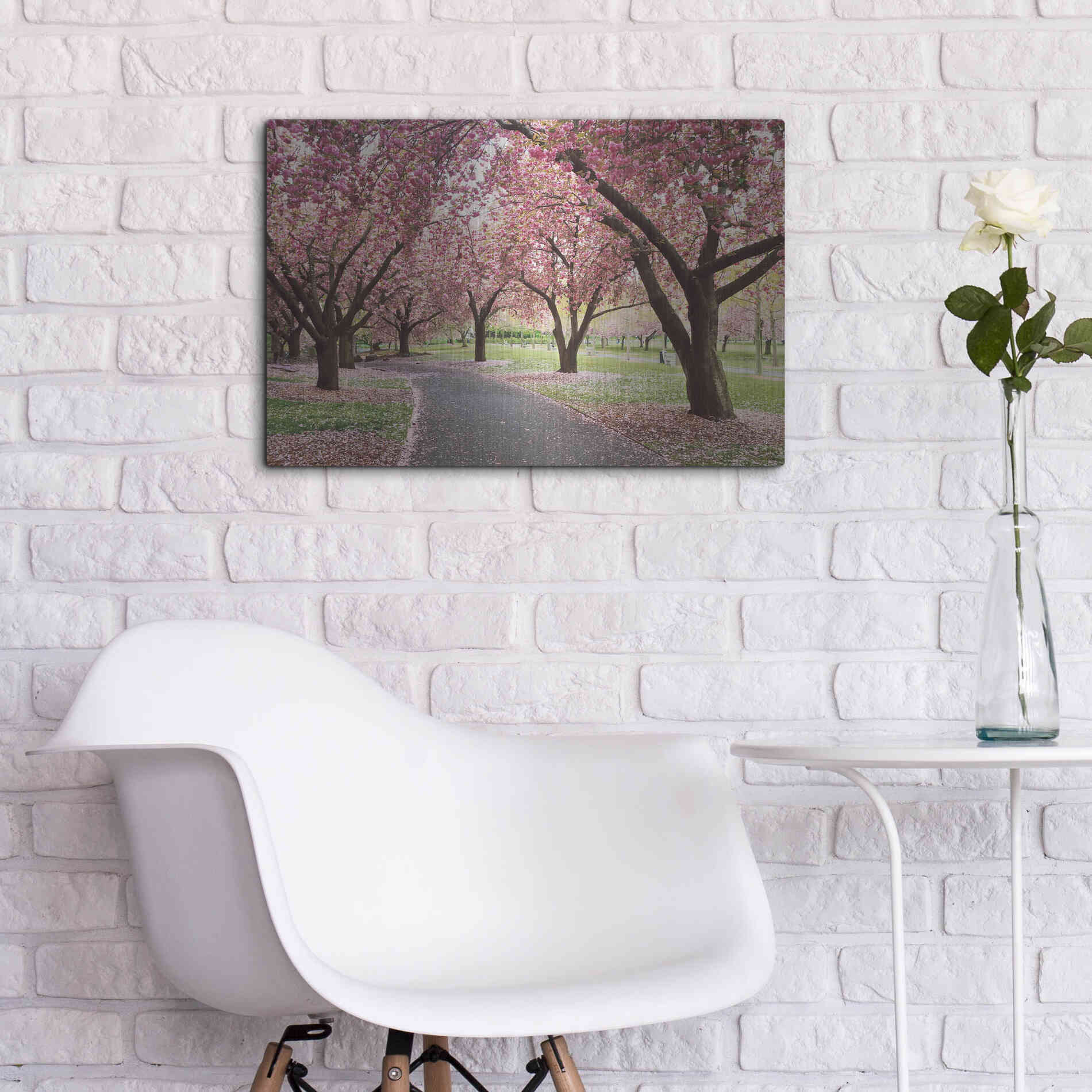 Luxe Metal Art 'Cherry Parade' by Katherine Gendreau, Metal Wall Art,24x16