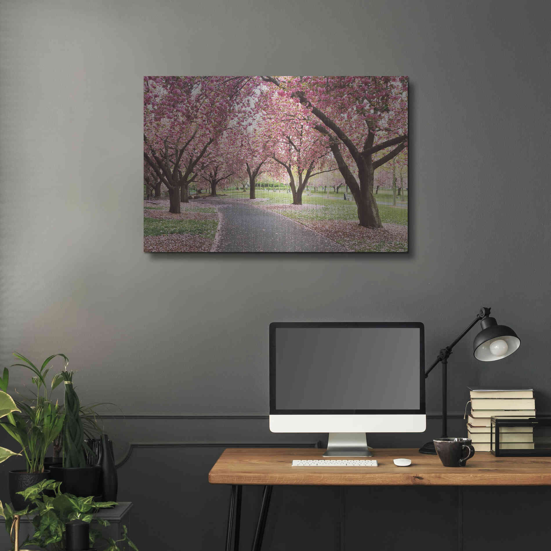 Luxe Metal Art 'Cherry Parade' by Katherine Gendreau, Metal Wall Art,36x24