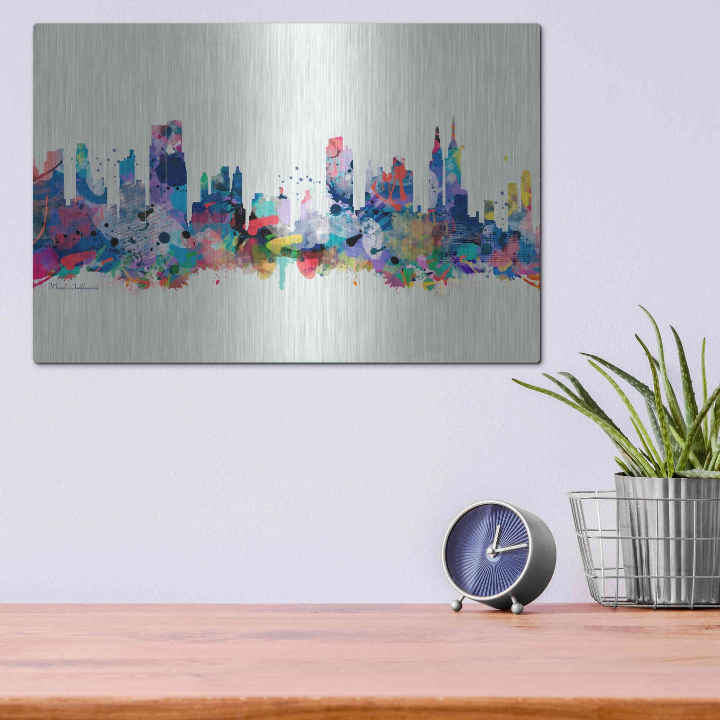 Luxe Metal Art 'New York Mark 3' by Mark Ashkenazi, Metal Wall Art,16x12