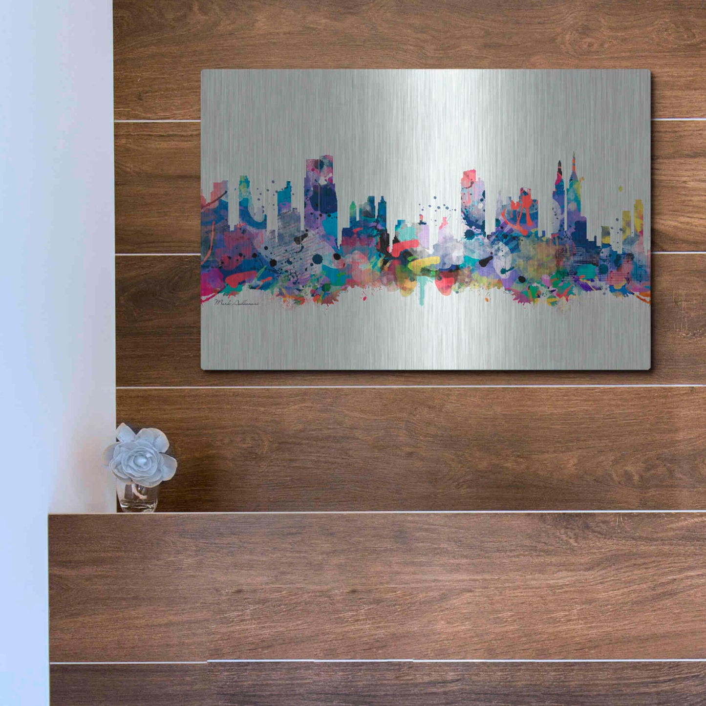 Luxe Metal Art 'New York Mark 3' by Mark Ashkenazi, Metal Wall Art,16x12