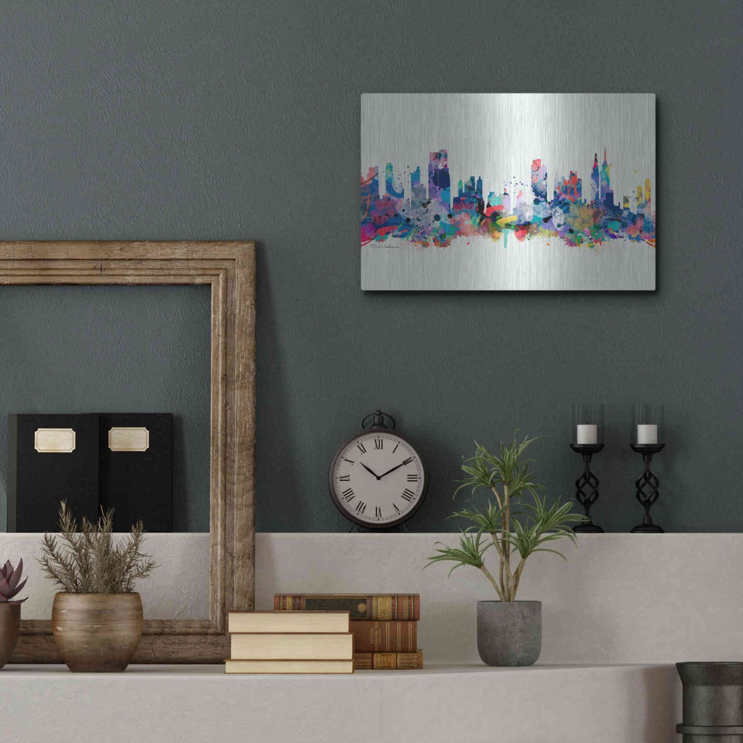 Luxe Metal Art 'New York Mark 3' by Mark Ashkenazi, Metal Wall Art,16x12