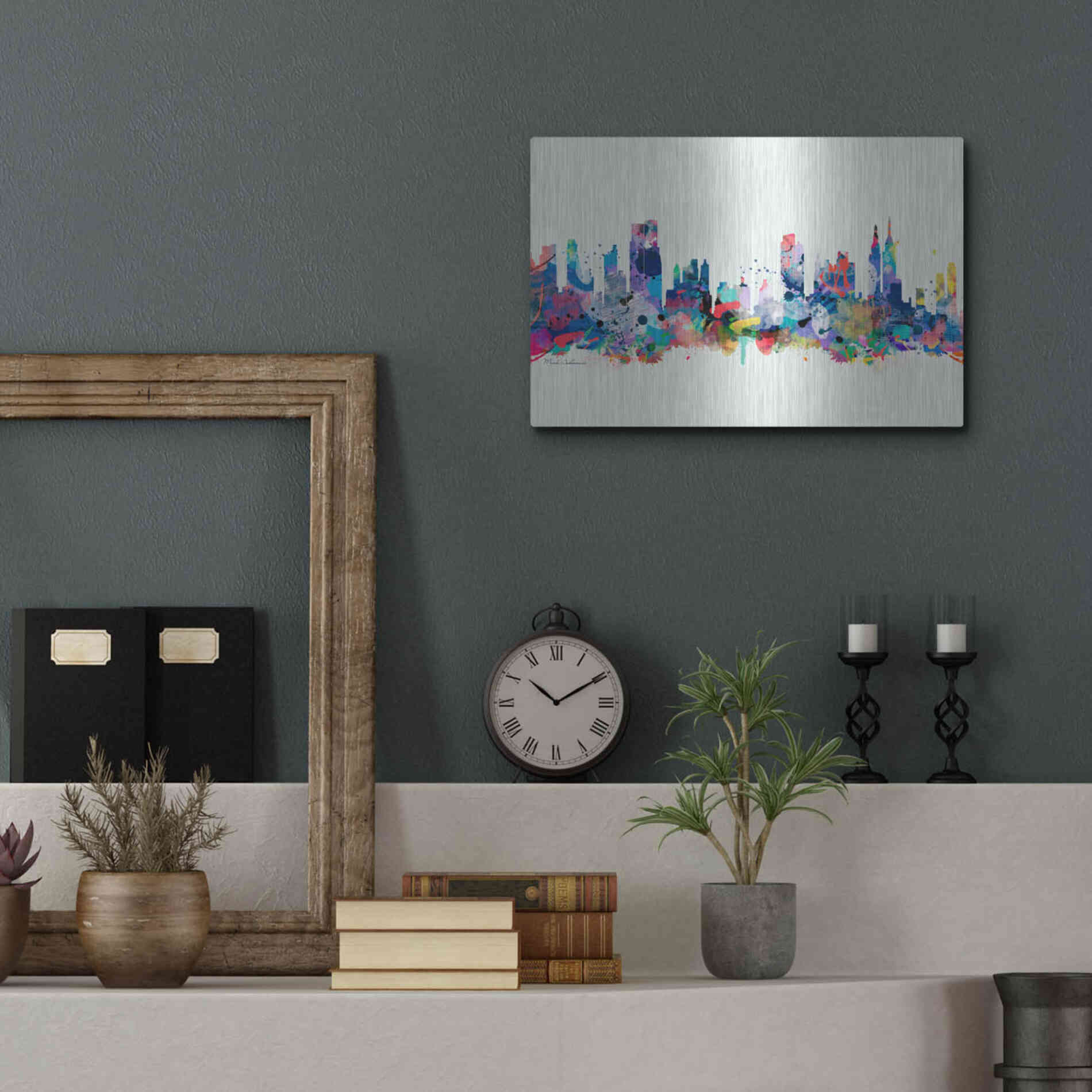 Luxe Metal Art 'New York Mark 3' by Mark Ashkenazi, Metal Wall Art,16x12