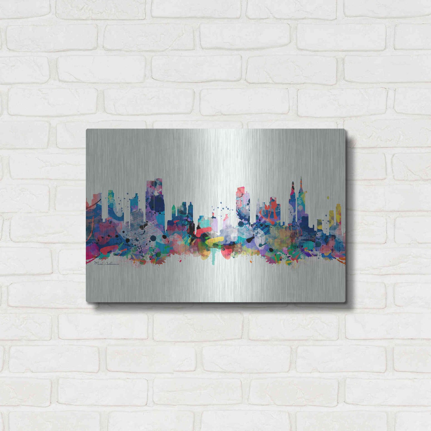 Luxe Metal Art 'New York Mark 3' by Mark Ashkenazi, Metal Wall Art,24x16