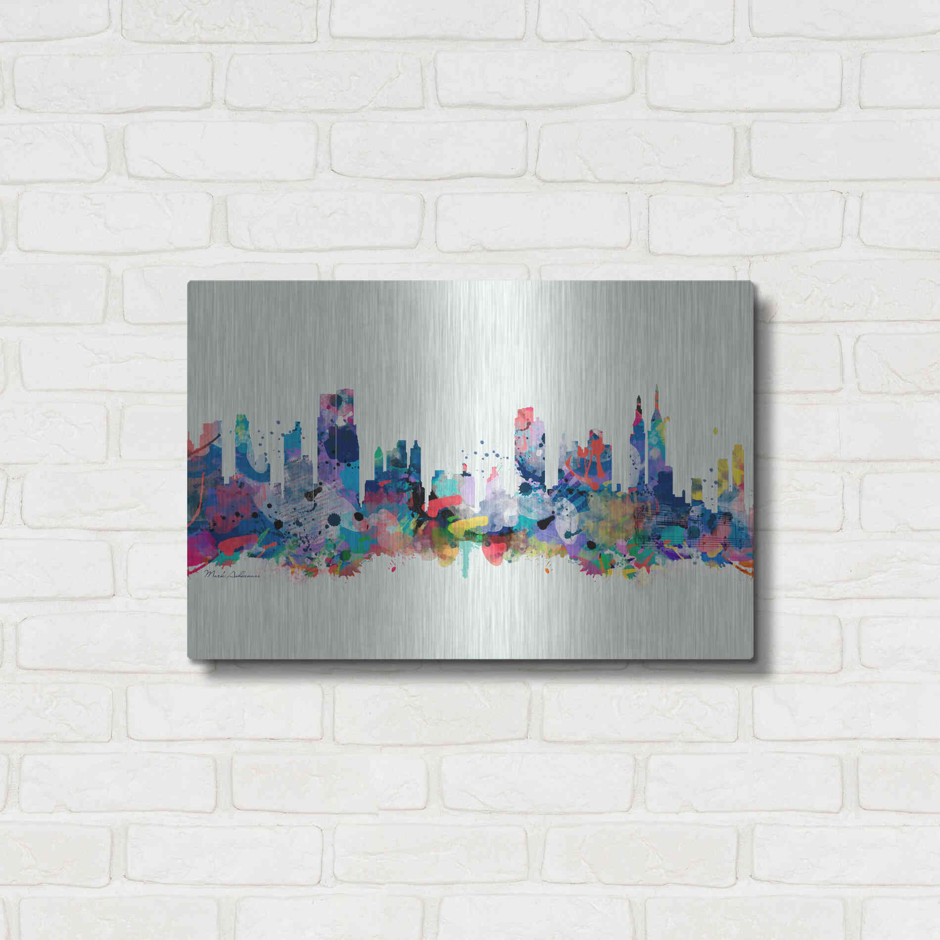 Luxe Metal Art 'New York Mark 3' by Mark Ashkenazi, Metal Wall Art,24x16