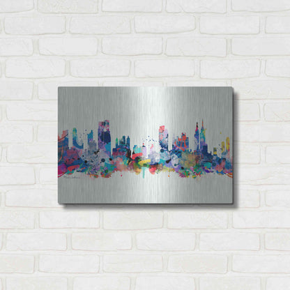 Luxe Metal Art 'New York Mark 3' by Mark Ashkenazi, Metal Wall Art,24x16