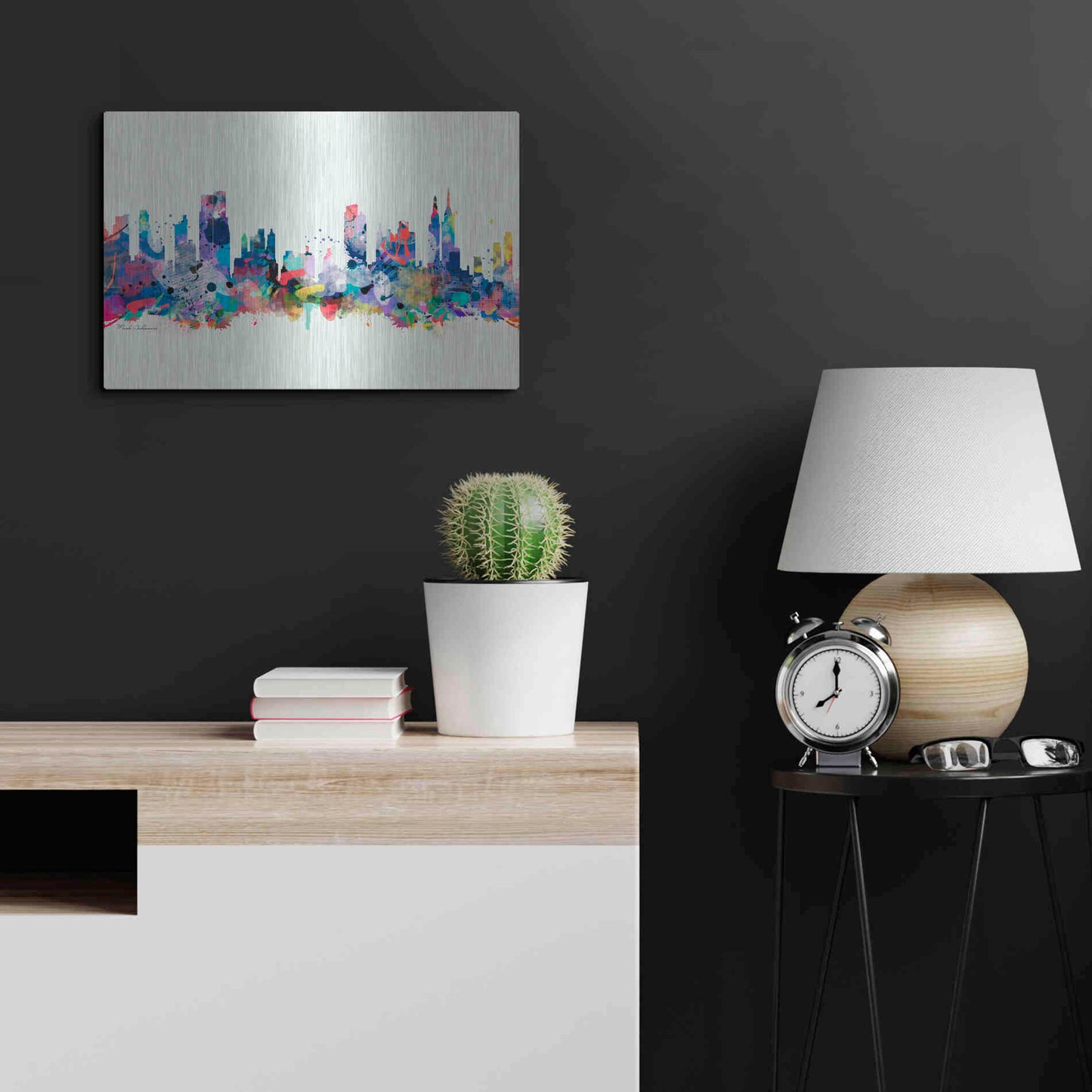 Luxe Metal Art 'New York Mark 3' by Mark Ashkenazi, Metal Wall Art,24x16