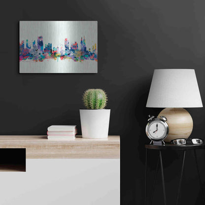 Luxe Metal Art 'New York Mark 3' by Mark Ashkenazi, Metal Wall Art,24x16