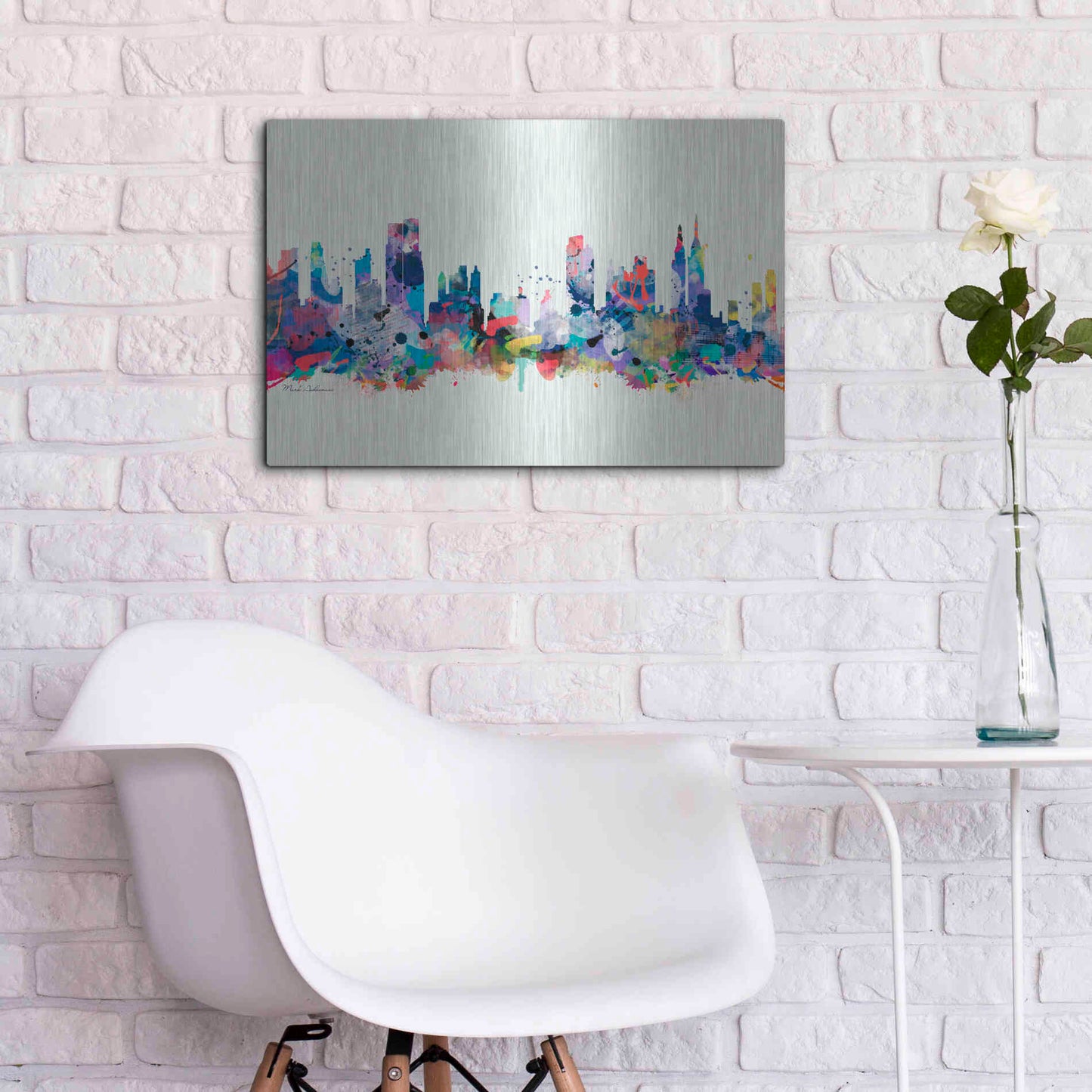 Luxe Metal Art 'New York Mark 3' by Mark Ashkenazi, Metal Wall Art,24x16