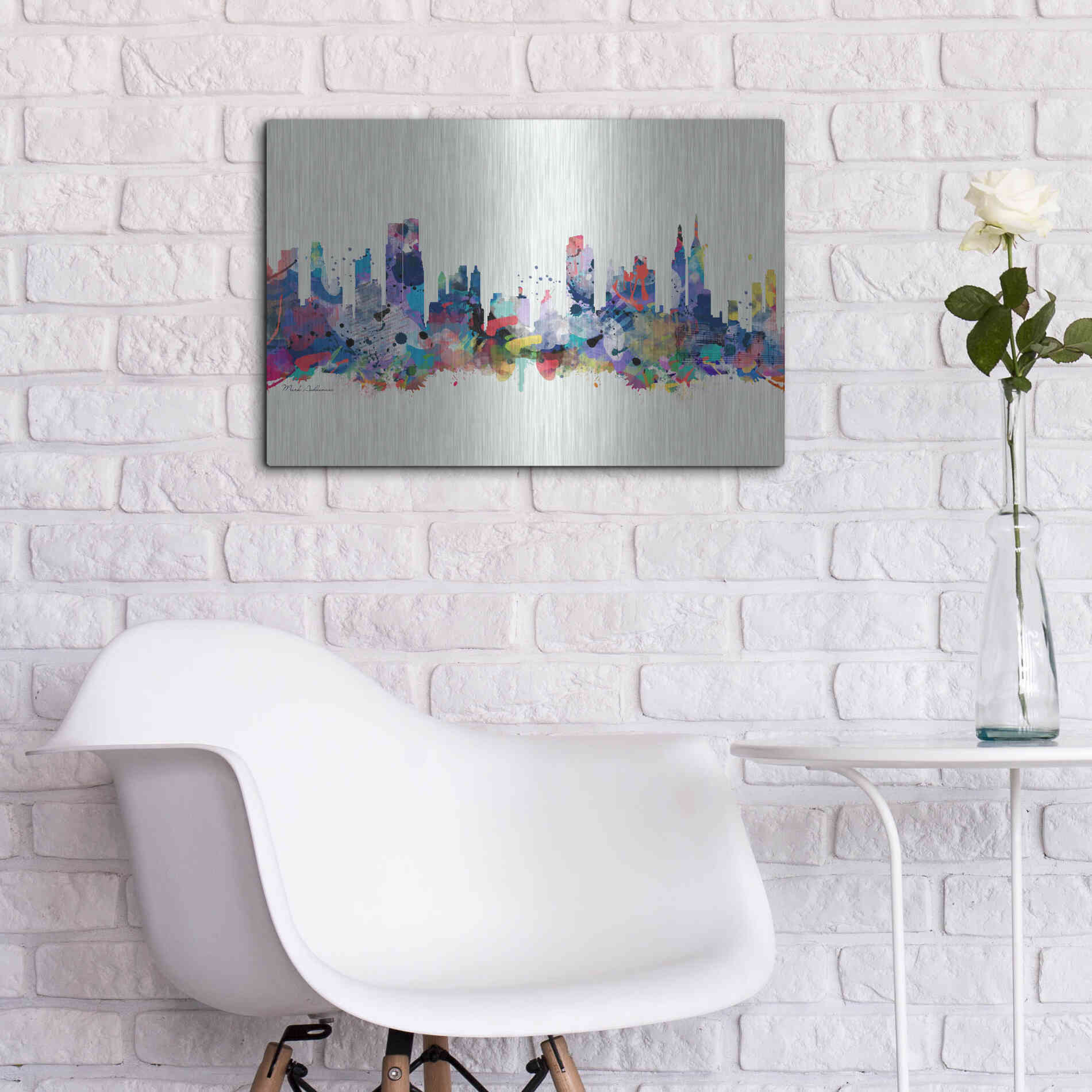 Luxe Metal Art 'New York Mark 3' by Mark Ashkenazi, Metal Wall Art,24x16