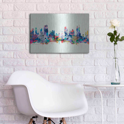 Luxe Metal Art 'New York Mark 3' by Mark Ashkenazi, Metal Wall Art,24x16