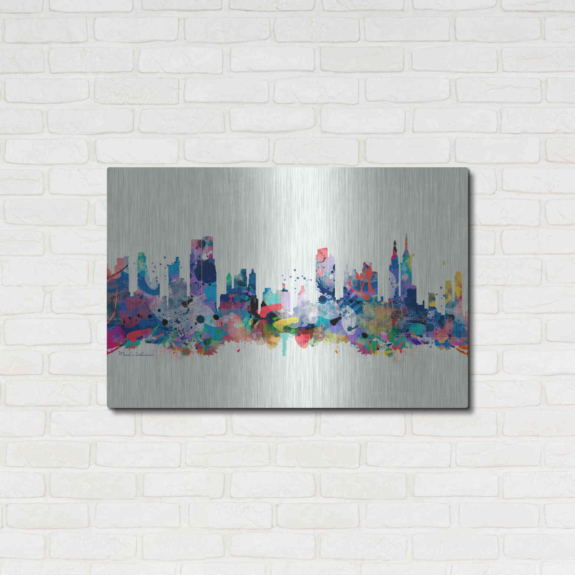 Luxe Metal Art 'New York Mark 3' by Mark Ashkenazi, Metal Wall Art,36x24
