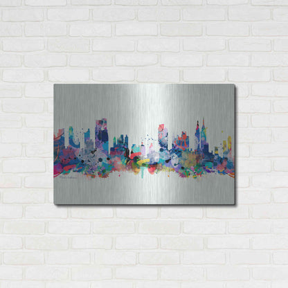 Luxe Metal Art 'New York Mark 3' by Mark Ashkenazi, Metal Wall Art,36x24