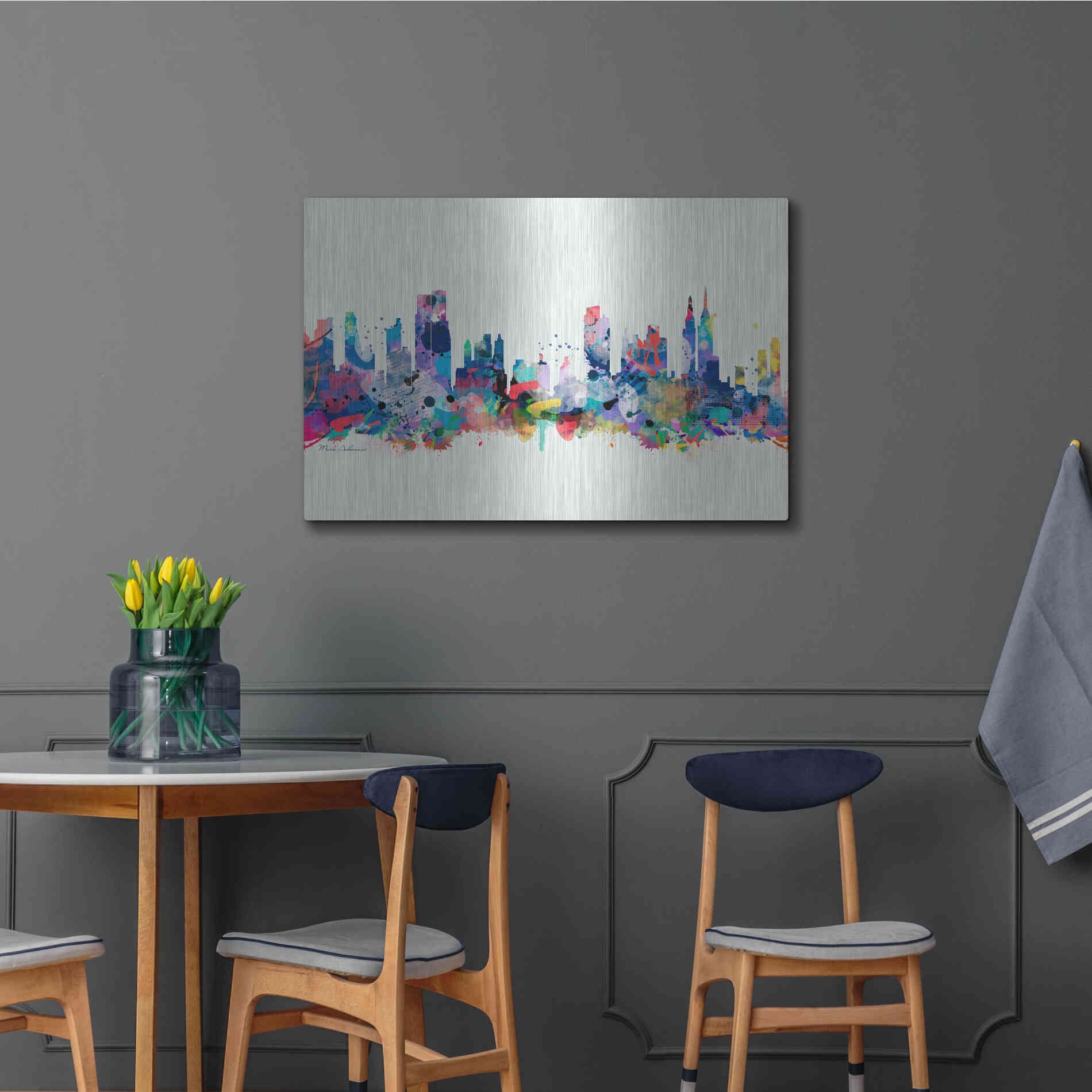 Luxe Metal Art 'New York Mark 3' by Mark Ashkenazi, Metal Wall Art,36x24